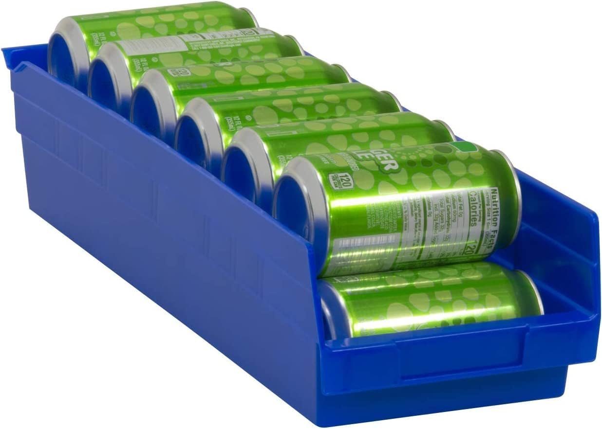 Akro-Mils 30138 Plastic Shelf Bins, Heavy Duty Storage Bins for Garage, Closet, and Drawer Organization, 18-Inch x 6-1/2-Inch x 4-Inch, Blue, 12-Pack