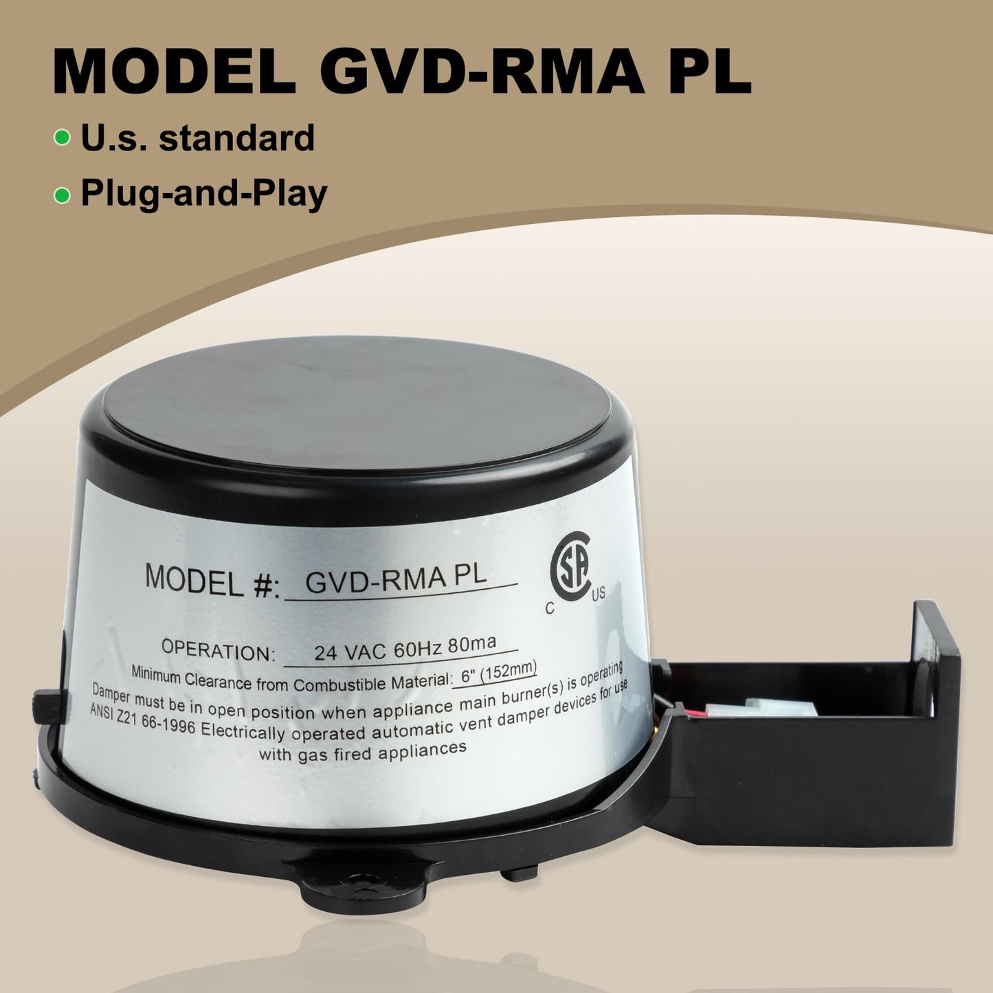 GVD-RAM PL Vent Damper Motor ,Assembly Compatible with Field Controls 46491600,381-800-476 GMA-PL Vent Damper Motor Replaces GVD-5、GVD-6 Model Dampers