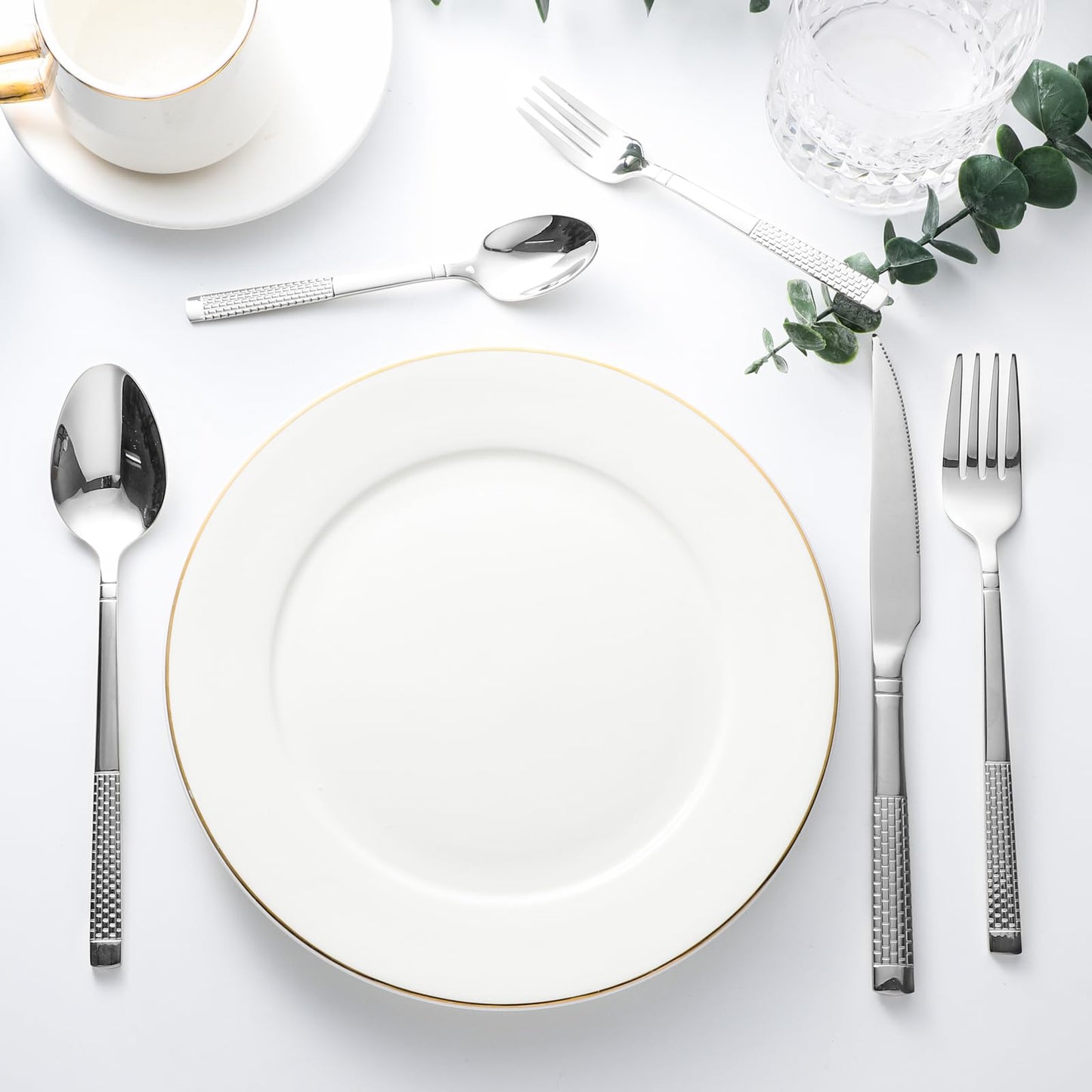 40-Piece Stainless Steel Silverware Set,Flatware Set Service for 8 Includes Forks Spoons Knives Kitchen Cutlery Utensil Set for Home Restaurant Hotel