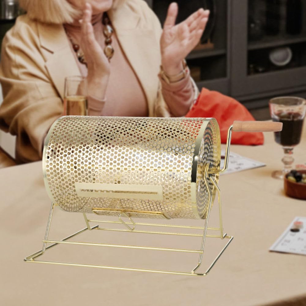 Raffle Ticket Drum - Ticket Spinner Holds Up to 2500 Tickets or 80 Ping Pong Balls for Professional Raffles or Drawings by Trademark Poker (Gold)