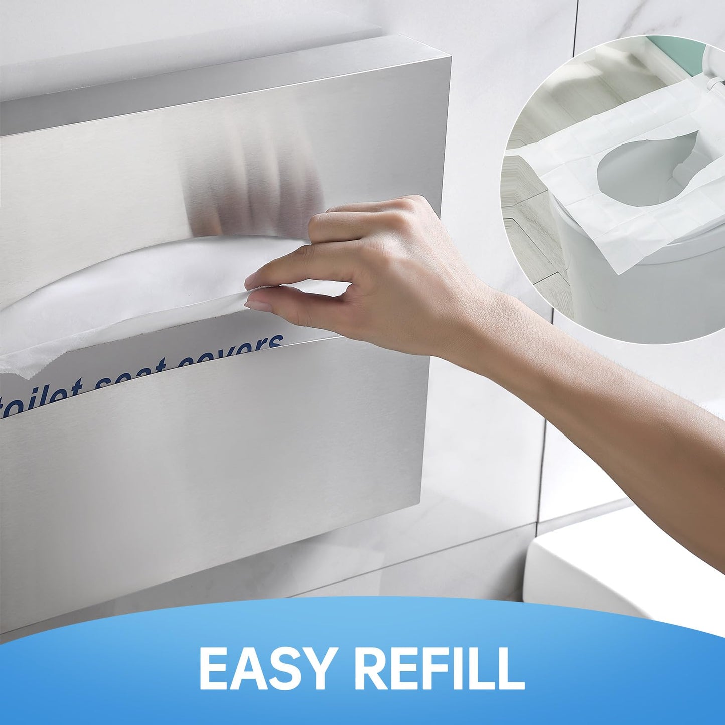 2 Packs Toilet Seat Cover Dispenser Wall Mounted SUS 304 Stainless Steel Brushed