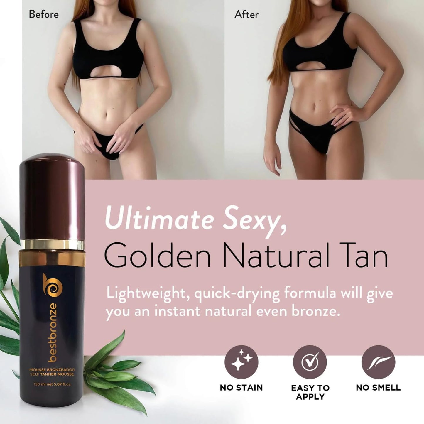 Best Bronze Tinted Self Tanner Kit Mousse with Mitt – Sunless Tanner Foam for Customizable Self Tan, Light to Dark Fake Tan – Vegan Tanning Mousse – Sunless Tanning Foam (5.07 Fl Oz & Mitt)