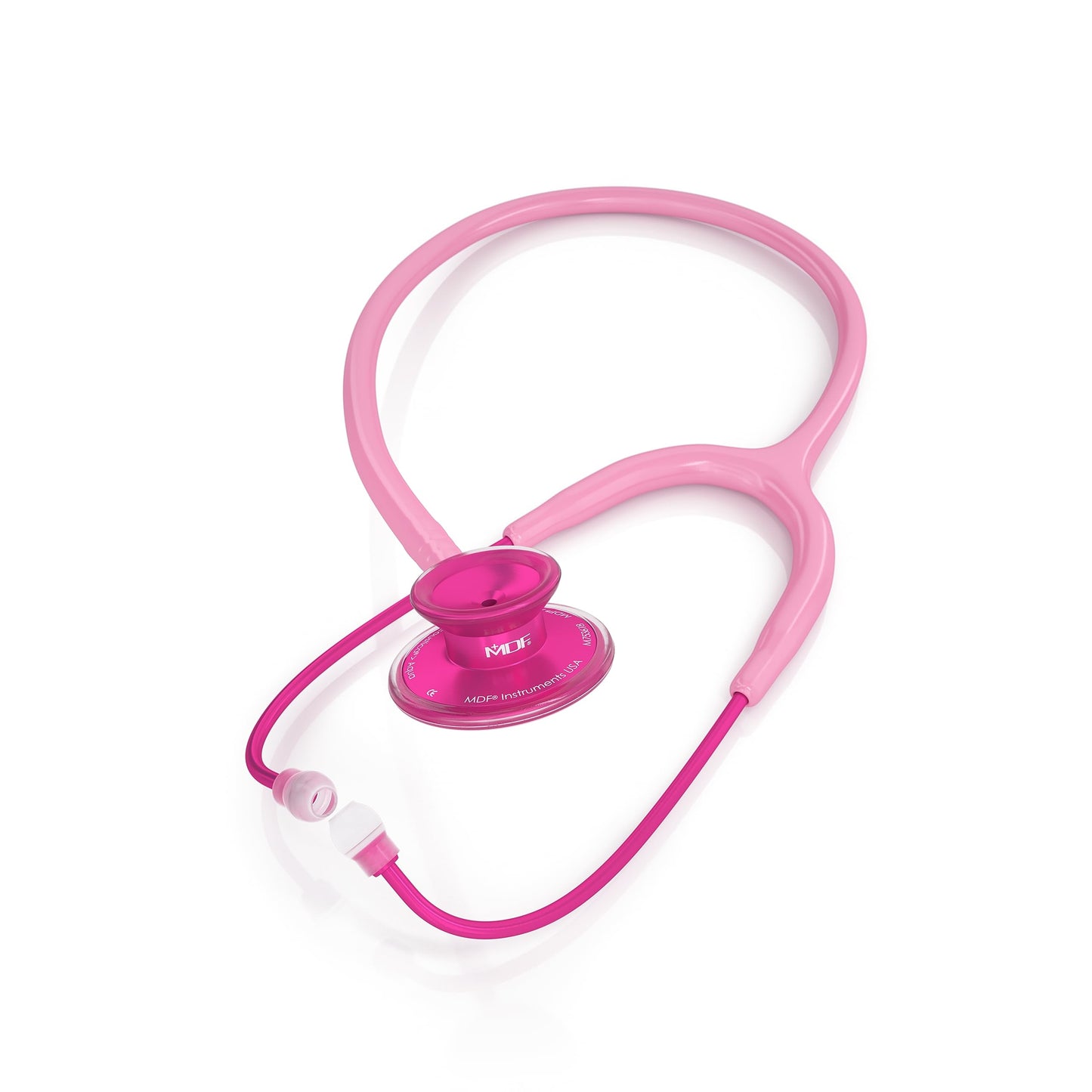 MDF Instruments, Acoustica Lightweight Stethoscope for Doctors, Nurses, Students, Home Health Use, Adult, Dual Head, Pink Tube, Pink Alloy Chestpiece-Headset, MDF747XPPA01