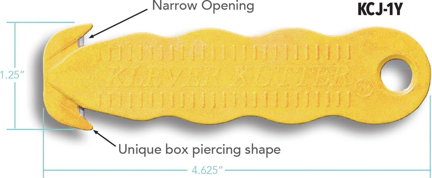 100 Safety Box Cutter Klever Kutter - Safety Package Opener Tool Box Cutter Safex - Utility Cardboard Cutter Value Pack (100, Yellow)