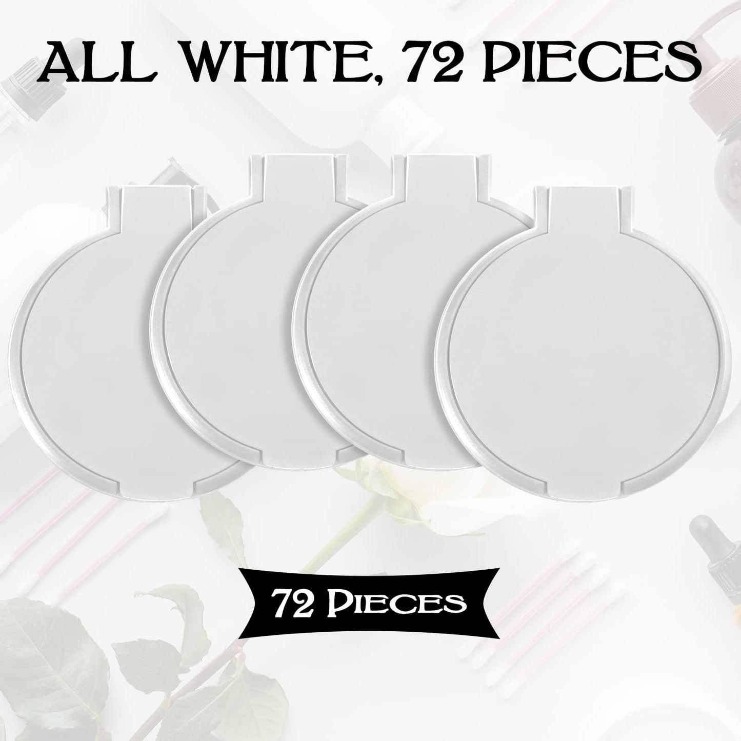 Yalikop 72 Pcs Compact Mirror Bulk Portable Round Makeup Mirror Mini Foldable for Purse Women Travel Daily Use (White)