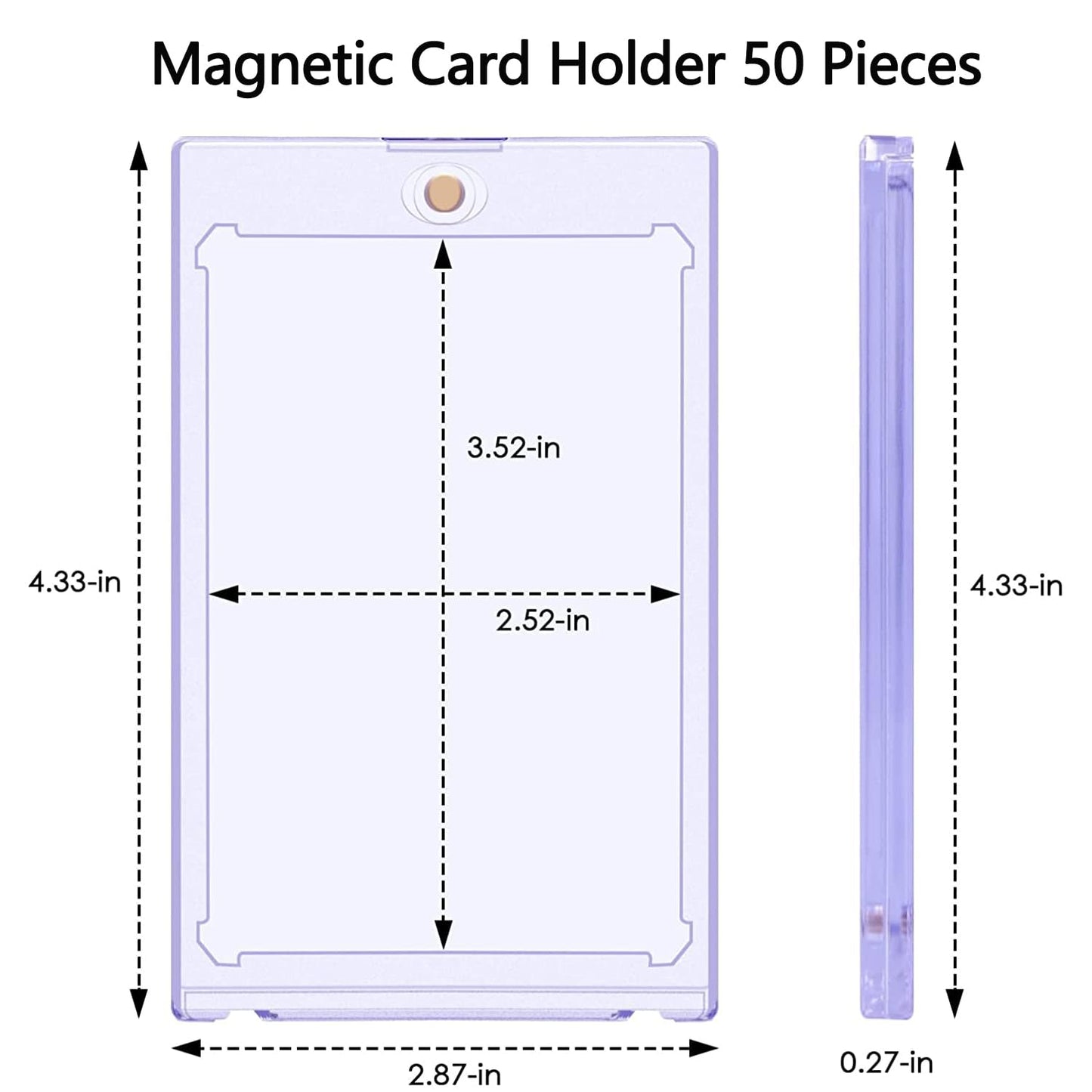 50ct Magnetic Card Holder 35pt, Card case Holder for Trading Cards,Card Protectors Hard Plastic, Card Sleeves Display case for Baseball Card Sports Cards