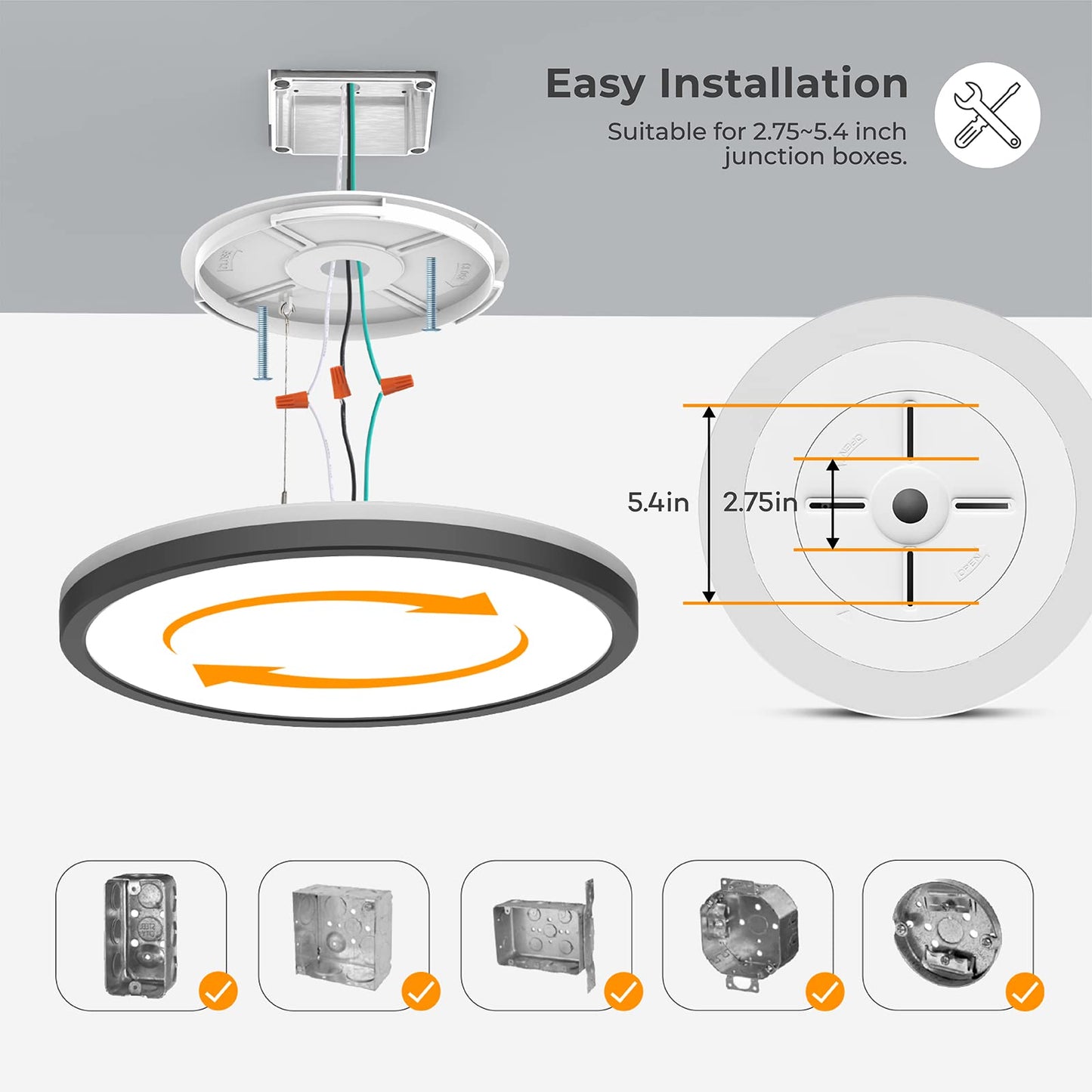 Matane 2Pack LED Flush Mount Ceiling Lights with Night Light, 12inch 24W Dimmable Ceiling Light Fixture 3000K/4000K/5000K Selectable, Black Flushmount Light for Bedroom, Kitchen, Laundry Room