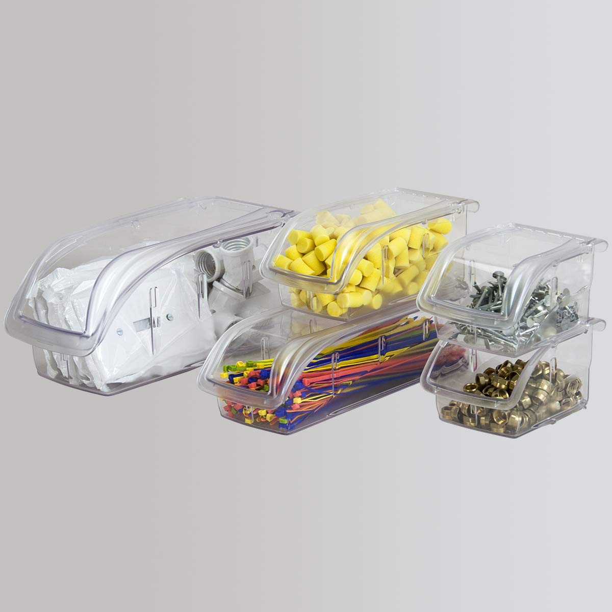 Akro-Mils 305A3 Insight Ultra-Clear Hanging and Stacking Plastic Storage Bin, (7-3/8-Inch x 4-1/8-Inch x 3-1/4-Inch), Clear, (16-Pack)