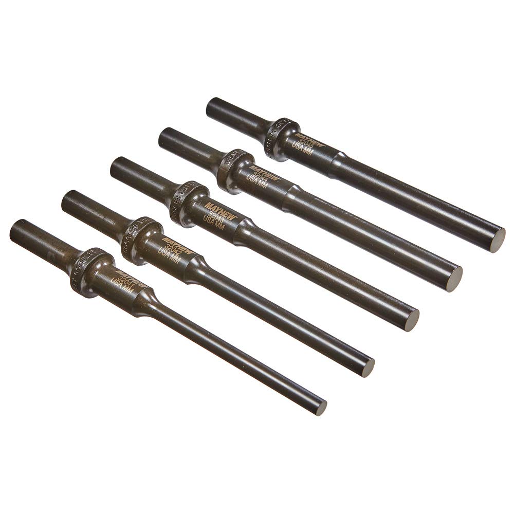 Mayhew Tools 32040 Pneumatic Pin/Drift Punch Set, 5-Piece, Black Oxide Finish