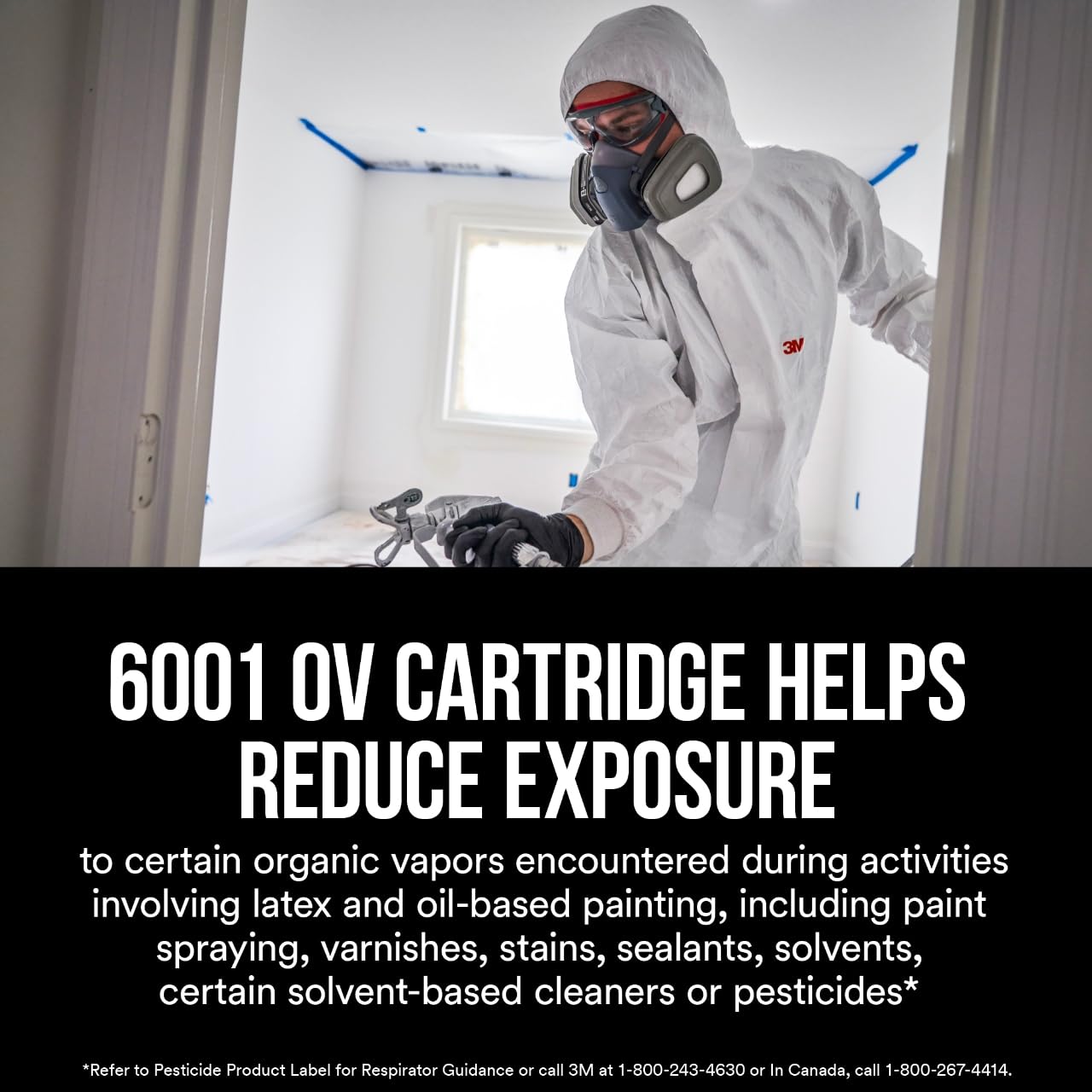 3M Organic Vapor Performance Cartridge, 3 Pairs, For Use With 3M 6000, 6500 & 7500 Series Facepieces, NIOSH-APPROVED OV For Use Against Certain Organic Vapors, Easy-To-Attach Design (6001P3-DC)