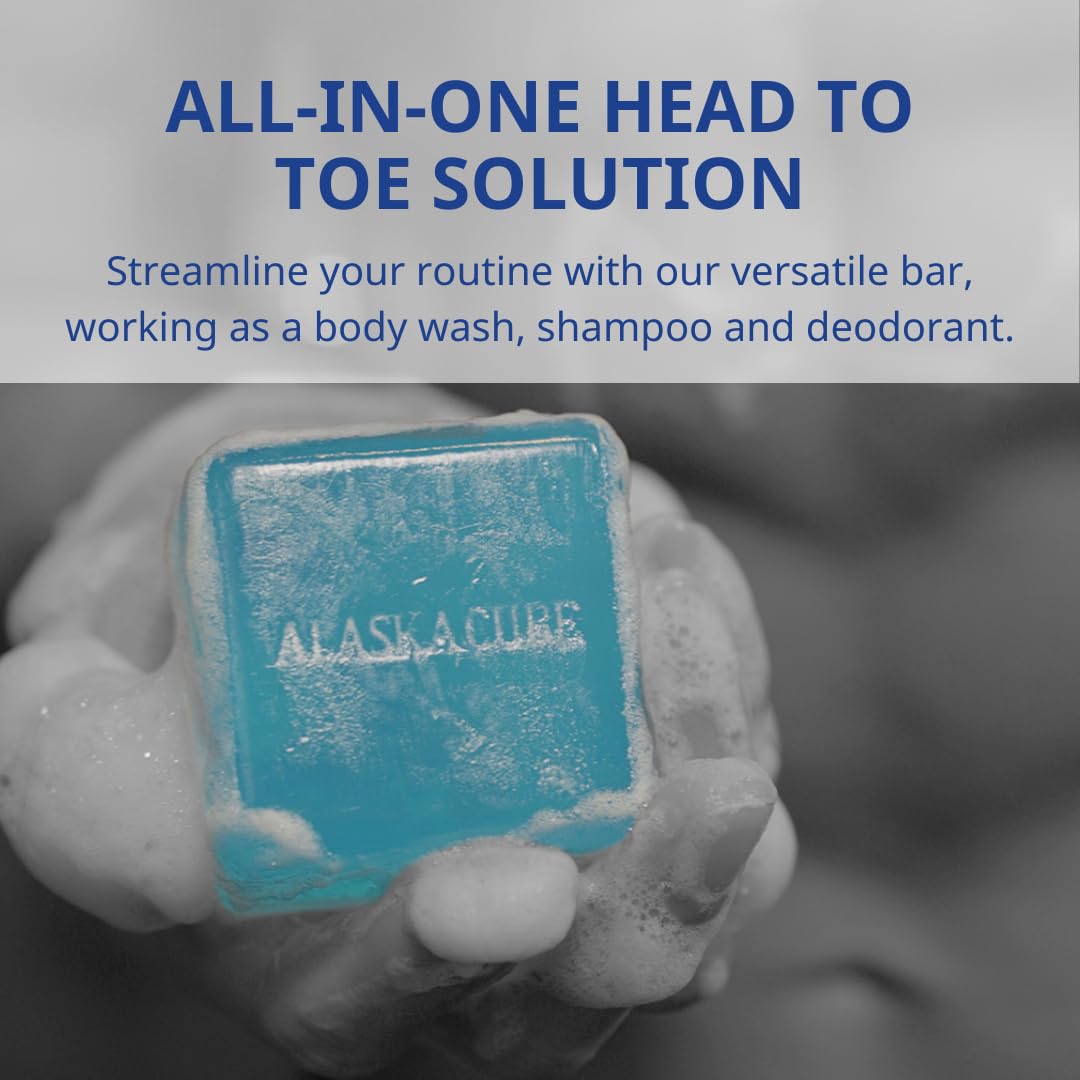 Alaskacube Cool Menthol Shower Bath Body Soap Bar Cleanser Refreshing Cooling Effect Rich Foam for Body (Pack of 3) | 3% Menthol | Body Wash, Shampoo for Men Women Bundle Value Set (Mint, Menthol)