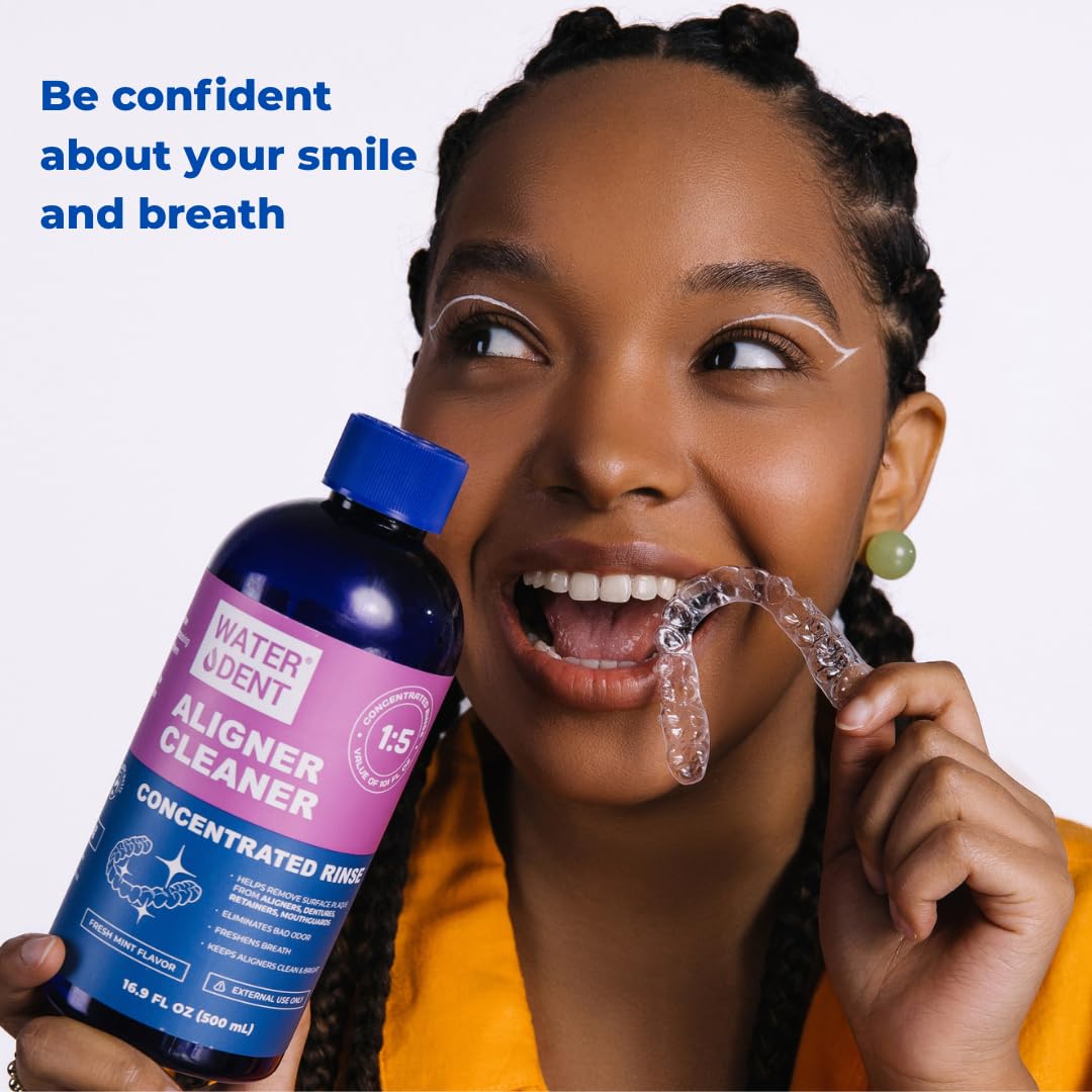 ALIGNER Cleaner Rinse | Concentrated | Clean INVISIALIGN, retainers, dentures, Mouth Guards, Dental Appliance | 4 Month Supply, Alcohol Free, Minty & Fresh. Made in USA - Pack of 2 (33 fl.oz)