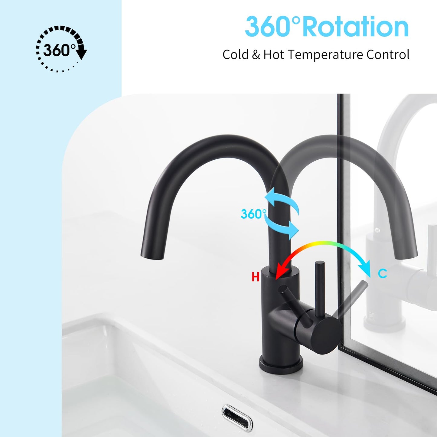 CREA Black Bathroom Faucet Brushed Nickel, Prep Wet Bar Sink Faucet Stainless Steel Single Hole Small Kitchen Faucet with 4 Inch Deck Plate, Mini Faucet Outdoor Tap for Farmhouse Vanity Sink Lavatory