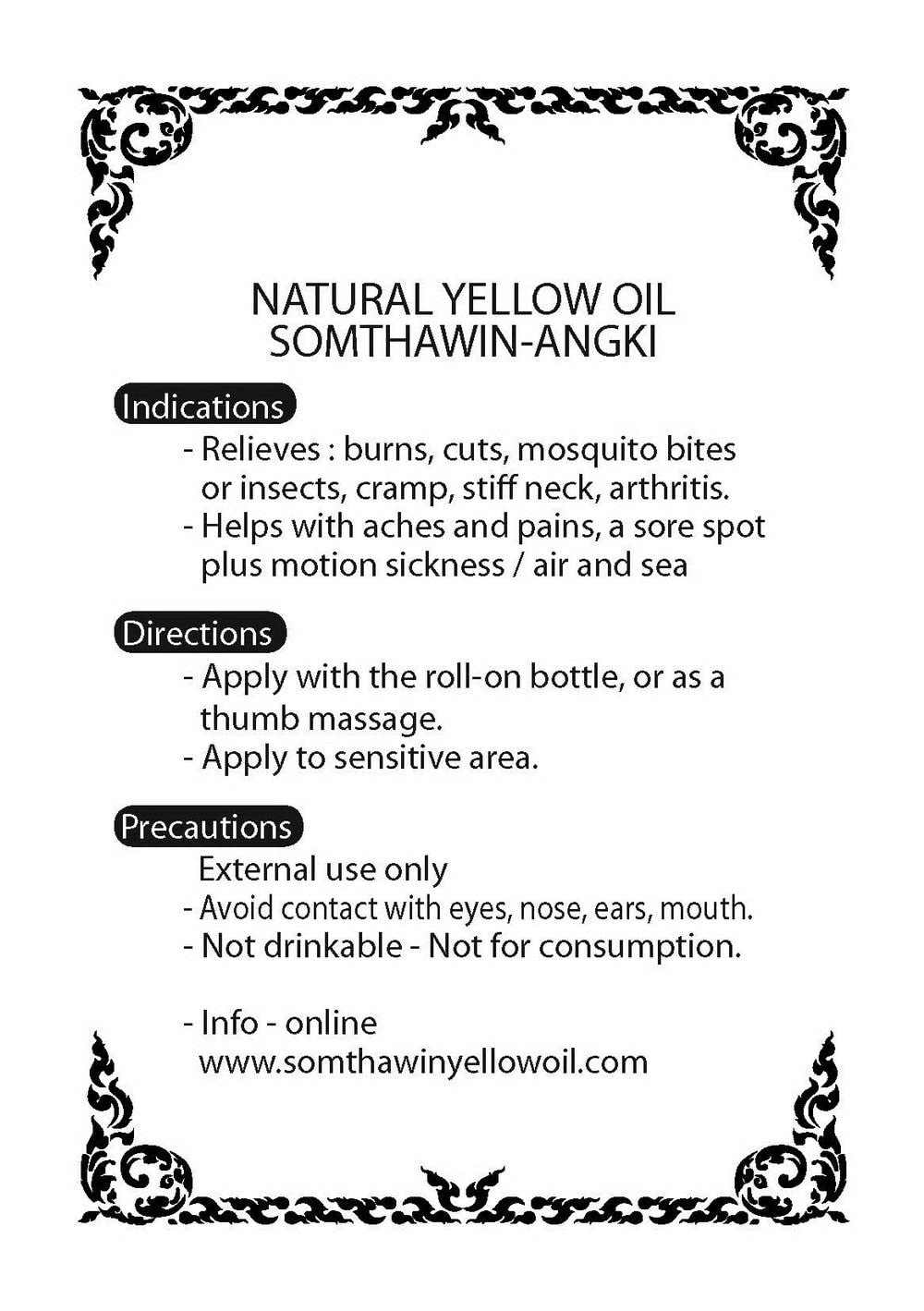4x Angki Somthawin Hotel Spa Natural Thai Aroma Herb Yellow Oil 24cc Wholesale Price Made of Thailand