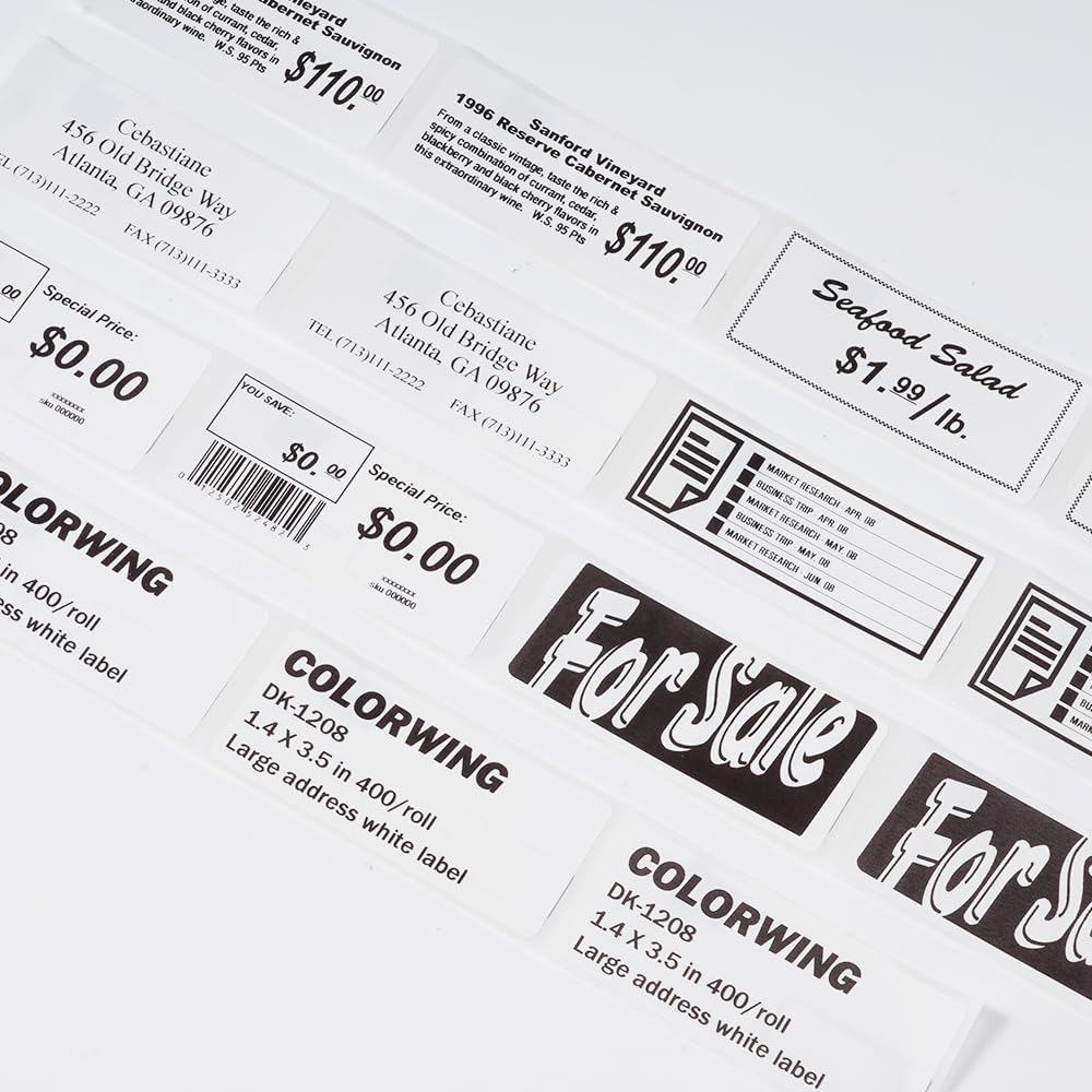 Compatible with Brother QL-800 Label DK-1208(1.4 in x 3.5 in, 400/roll) Large White Paper Address Die-Cut Label Work with QL-700 QL-600 Printers (8 Rolls + 1 Frame)