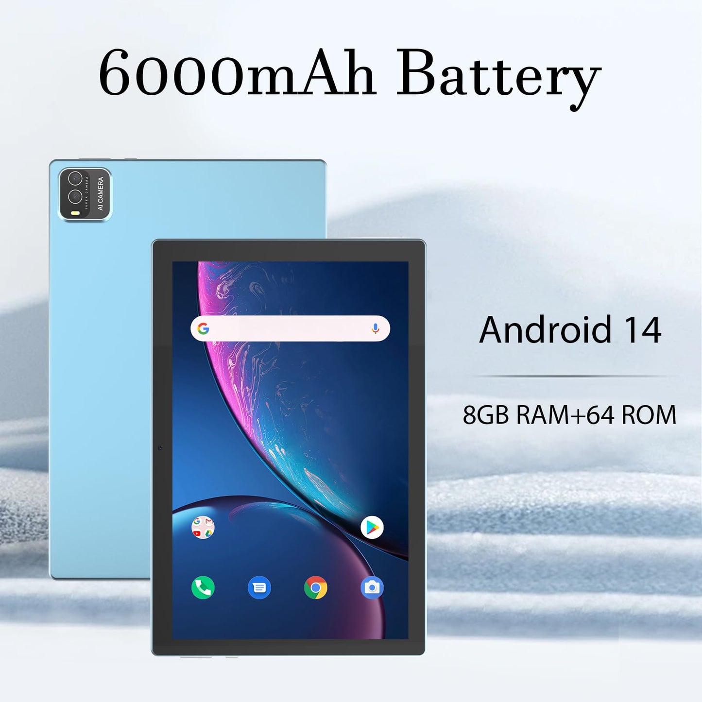 Android 14 Tablet, 10.1 inch 8GB RAM+64GB ROM/1TB(Max), 2 in 1 Tablets with Keyboard Case Mouse Stylus, 1.8GHz Quad-core Processor, 1280*800 IPS HD Touch Screen, 8MP Camera, 5G Wi-Fi 6 BT 5.0 Tablet
