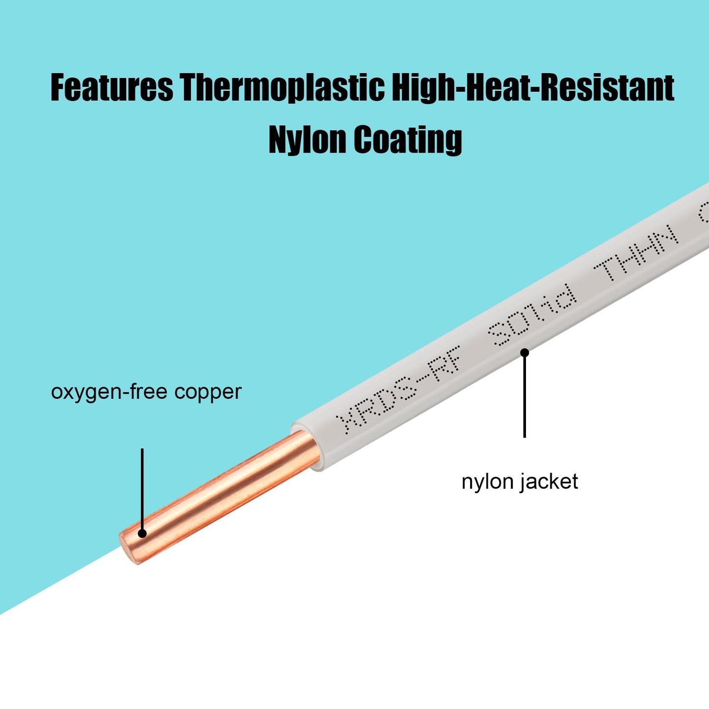 12AWG THHN Wire 200FT, Single Bare Copper Conductor with PVC and Nylon Insulation, 600V Rated, Heavy-Duty THHN Wire for Residential and Industrial Use (12 Gauge, 200 Feet)