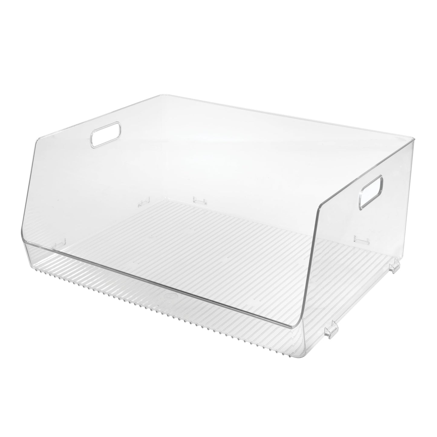 iDesign Stackable Open-Front Storage Bin, Extra Long Organizer for Kitchen or Pantry, Clear