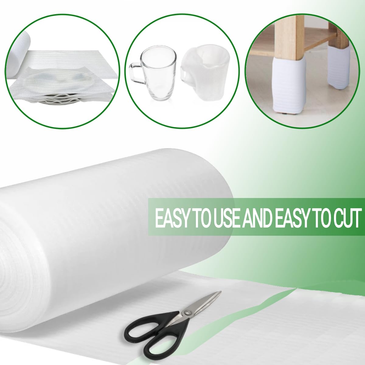Parts3A Moving Supplies, Foam Wrap Roll 16" Wide x 160' Length, For Protecting Fragile Articles,Furniture,Transportation Packing,Stuffing of Carton,with 60 Fragile Stickers (16"160')