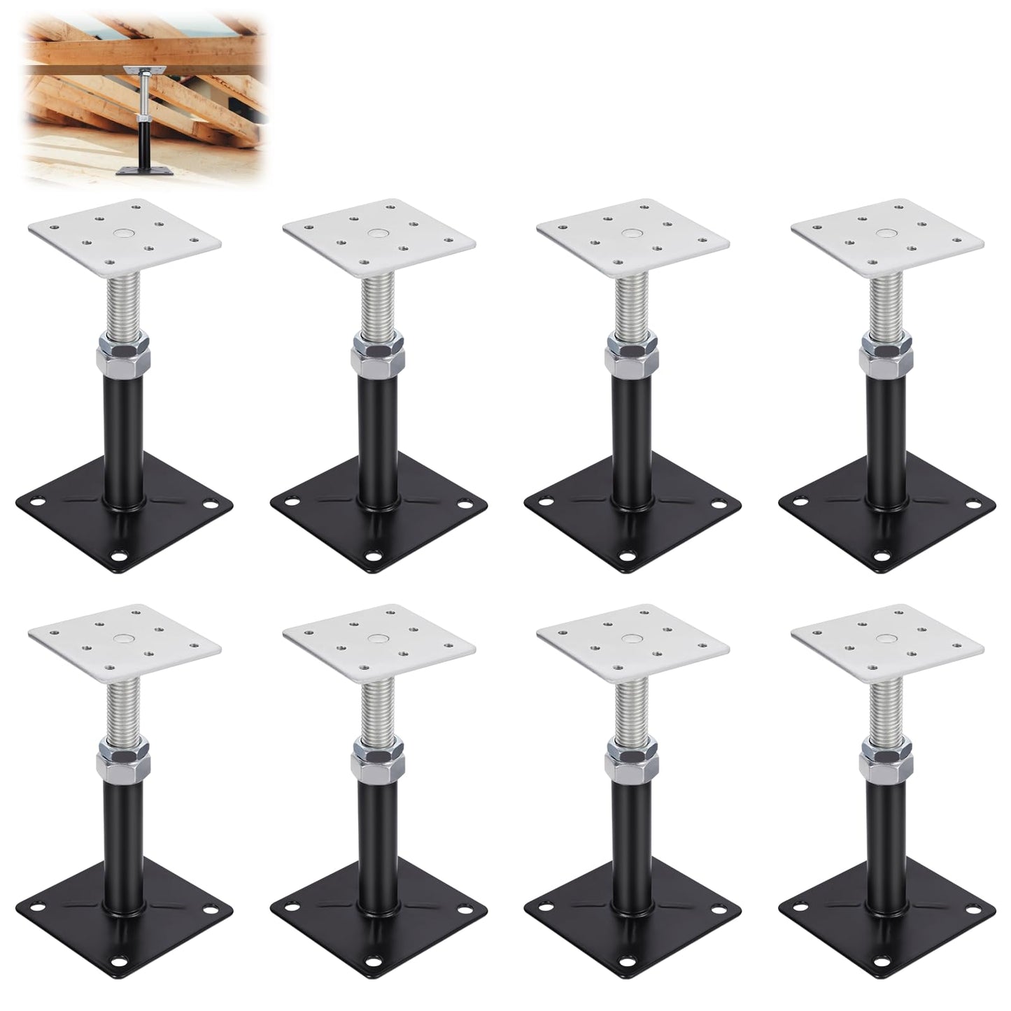 8 PCS Adjustable House Floor Jacks,RV Step stabilizer,Post Floor Joist Jacks Adjust 11" - 16" Mini Screw Jack for Leveling Temporary Support Load Capacity 5000lb