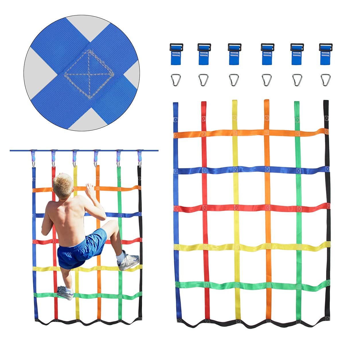 Gentle Booms Sports Climbing Cargo Net Indoor/Outdoor Ribbon Net,Children Kids Daily Sports Outdoor Backyard & Playground Equipment for Ninja Warrior Line,Ninja Warrior Style Obstacle Courses…