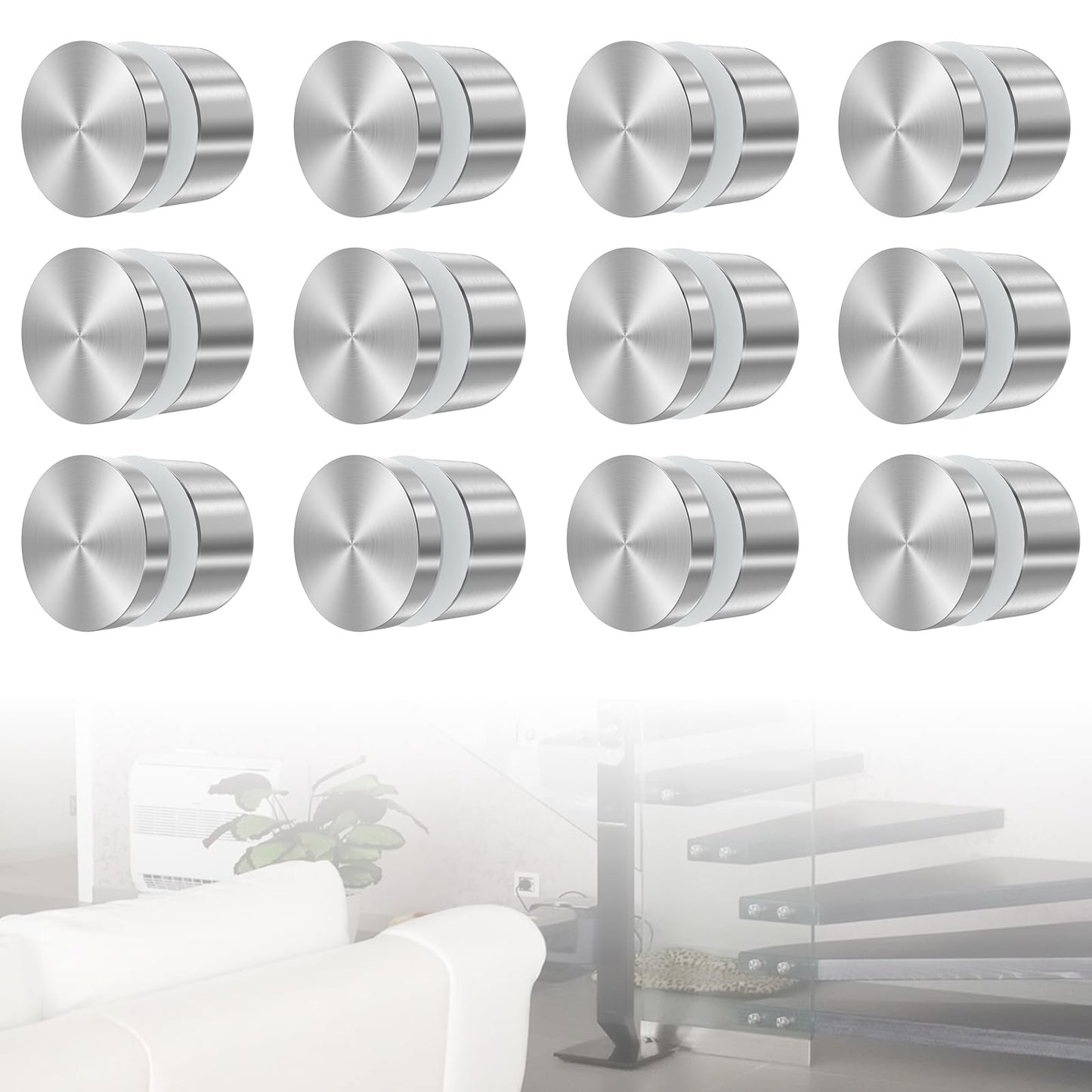 12 Pack 2"x2" Glass Railing Standoff Heavy Duty SS316 Glass Standoff Mounts Glass Standoff Nail for Balcony Stair Balustrade Glass