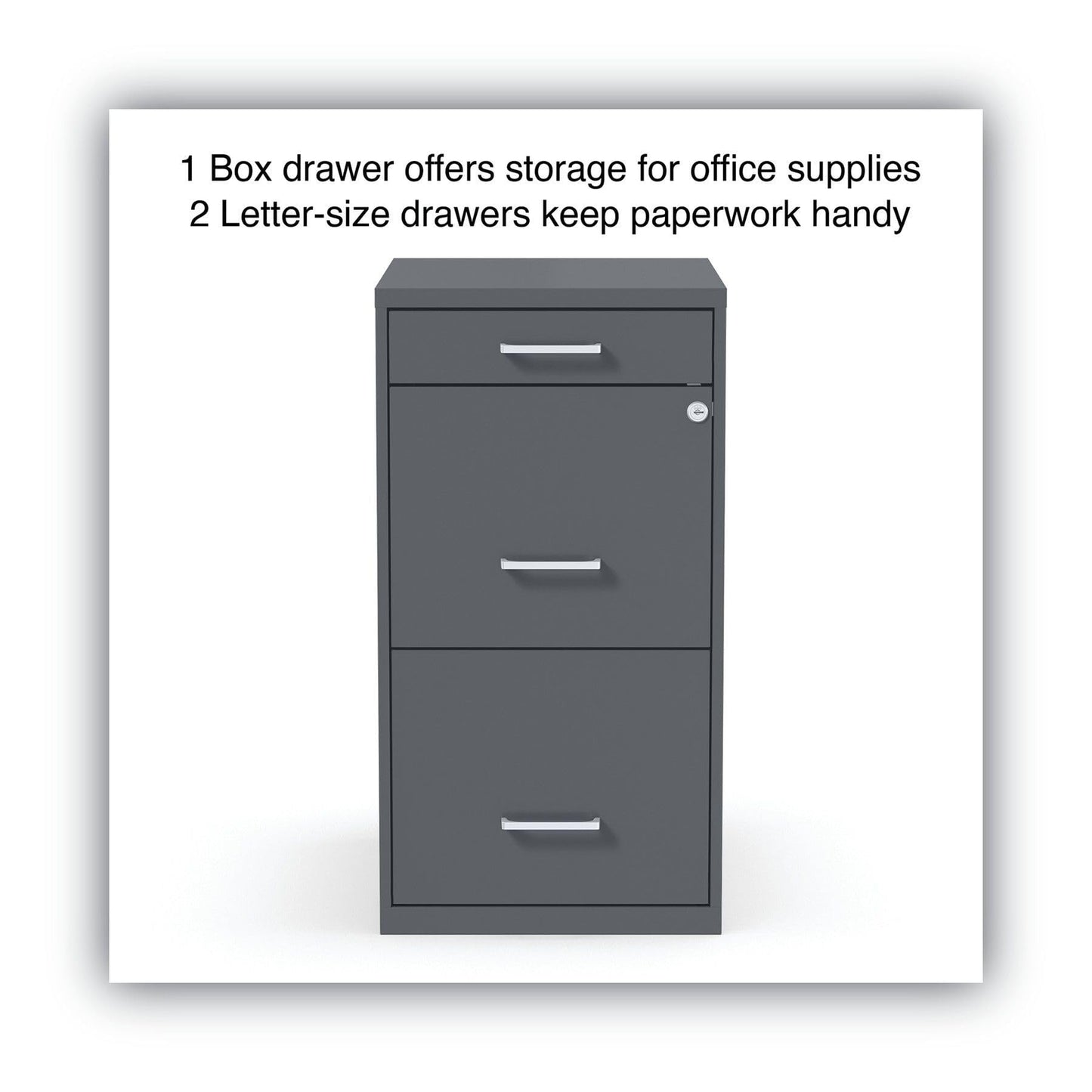 Alera Soho Vertical File Cabinet, 3 Drawers: Pencil/File/File, Letter, Charcoal, 14" X 18" X 26.9"