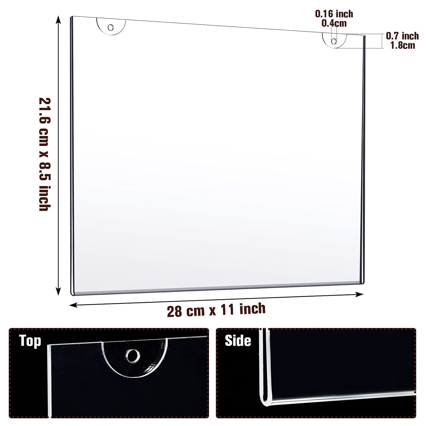 16 Pieces Acrylic Sign Holder 8.5 X 11 Wall Mount Sign Holder Clear Plastic Picture Frames with with Adhesive Tape, Plastic Expansion Tube and Mounting Screws for Home, Office, Store