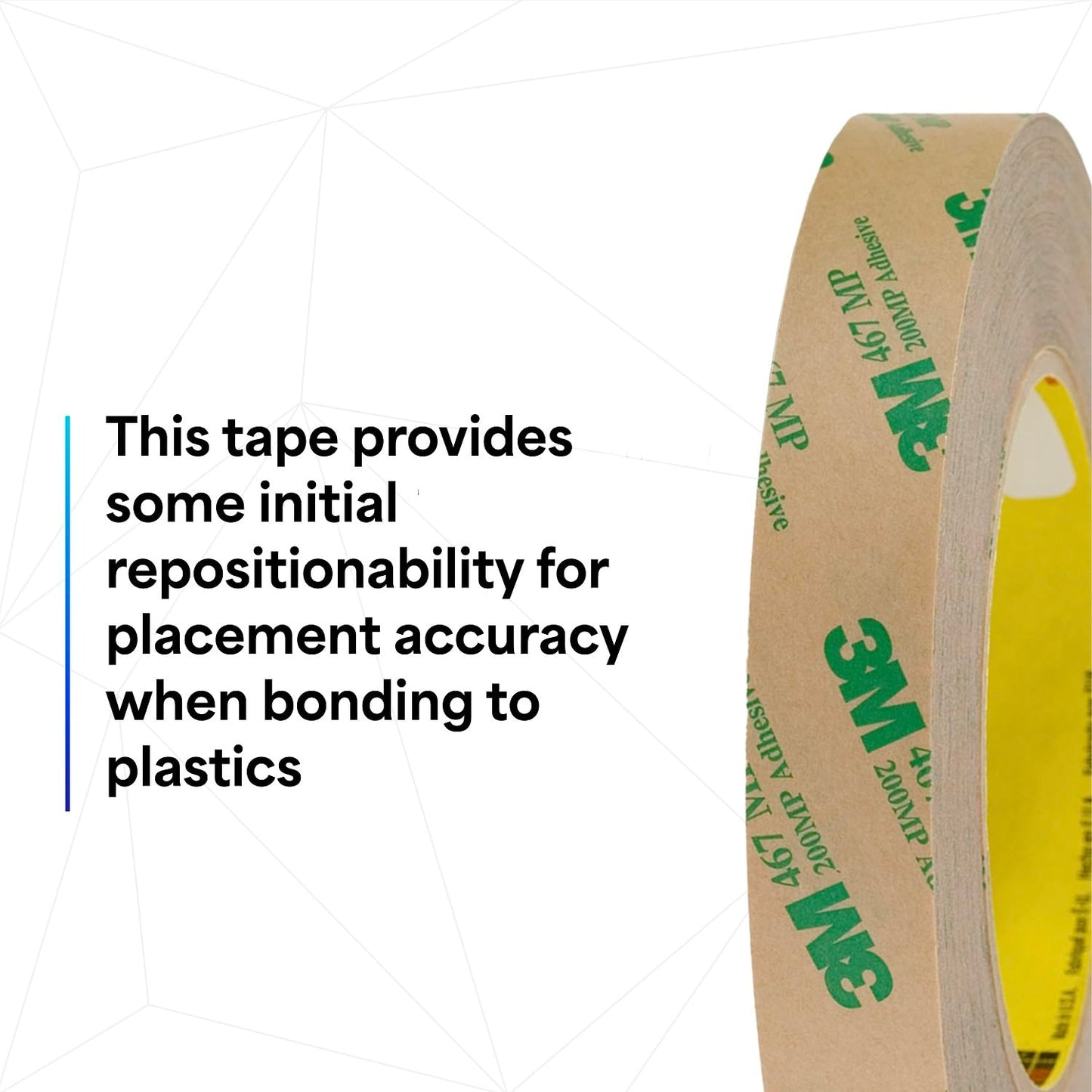 3M 468MP Adhesive Transfer Tape, Bonding & Laminating, Clear, 12 in x 20 yds, 1 Roll