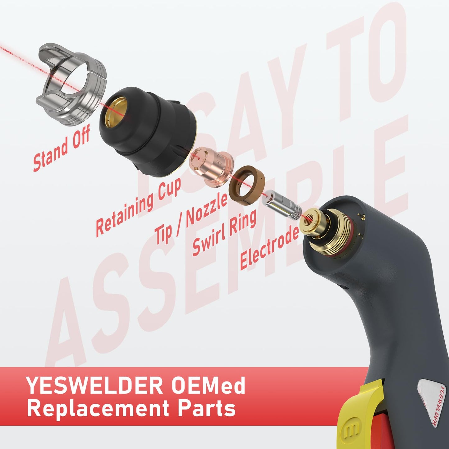 YESWELDER 24pcs Plasma Cutting Torch Consumables Sets Tip Electrode of IPT40, Suitable for YESWELDER CUT-55DS Pro/CUT-65DS Plasma Cutter
