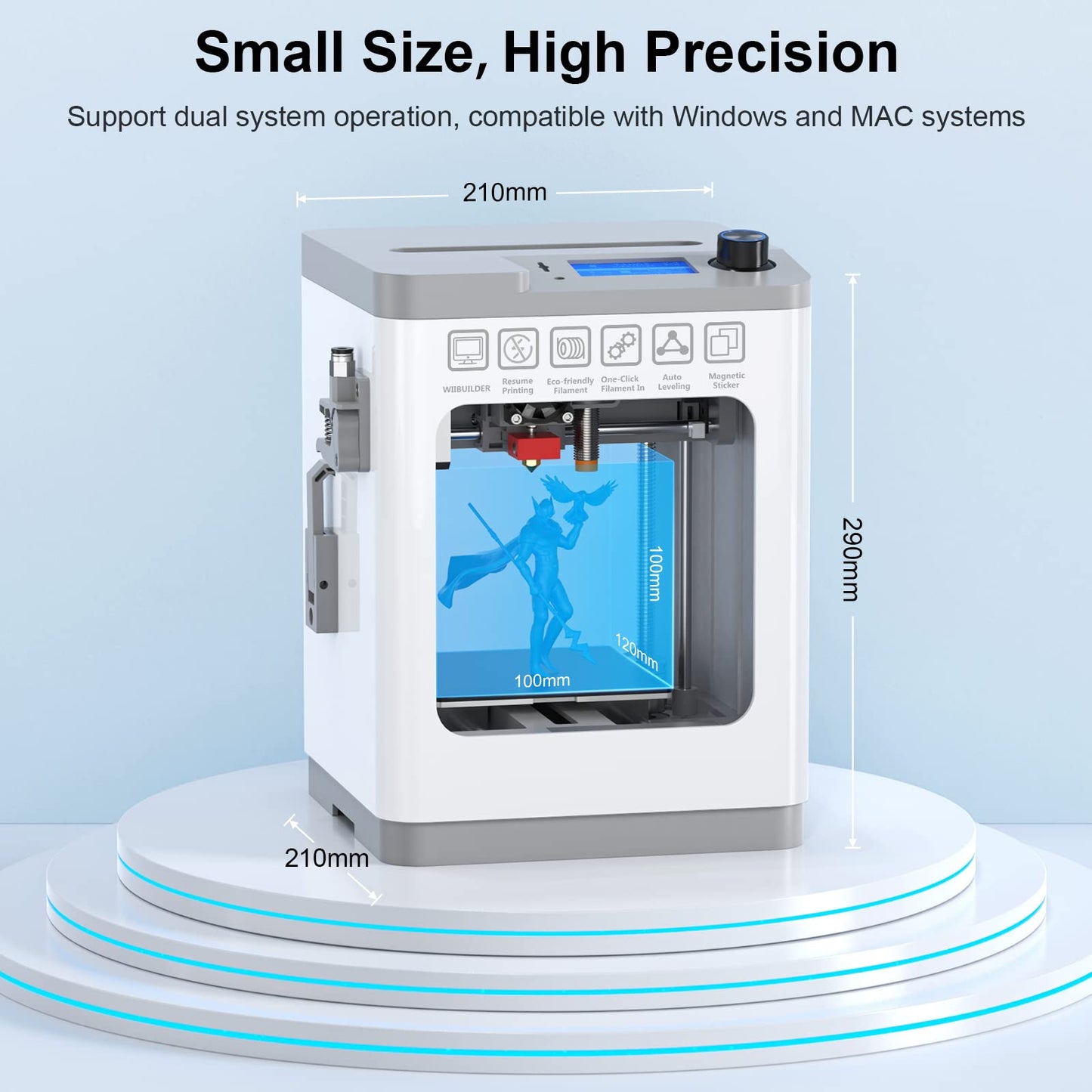 3D Printers Tina2 Basic, Fully Assembled and Auto Leveling 3D Printer for Beginners and Kids, Removable Magnetic Platform, High Precision Printing FDM Mini 3D Printer for Home and School