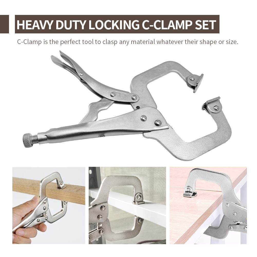 Anxingo 6 Pack 6 Inch C-Clamp Locking with Swivel Pads Heavy Duty Pliers for Craftsmen Home Workshop