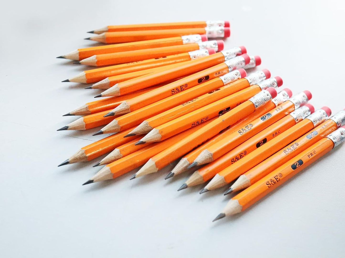 S & E TEACHER'S EDITION 610Pcs Wood Pencils Half Pencils with Eraser Top, Golf, Classroom, Pew Wood-cased #2 HB, Hexagon, 610/Box.
