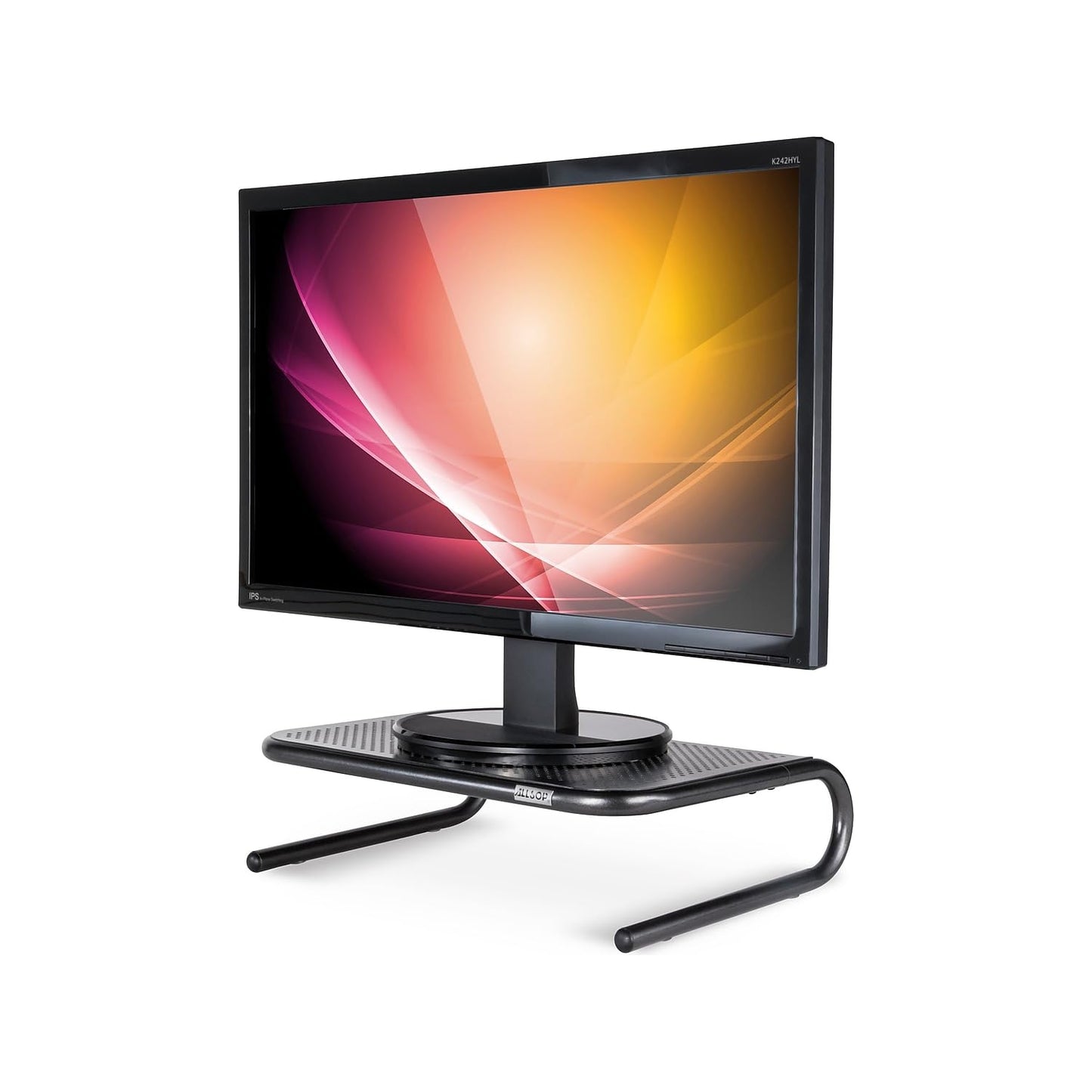 Allsop Metal Art Jr. Monitor Stand, 14-Inch wide platform holds 40 lbs with keyboard storage space - Pearl Black, 2 Pack