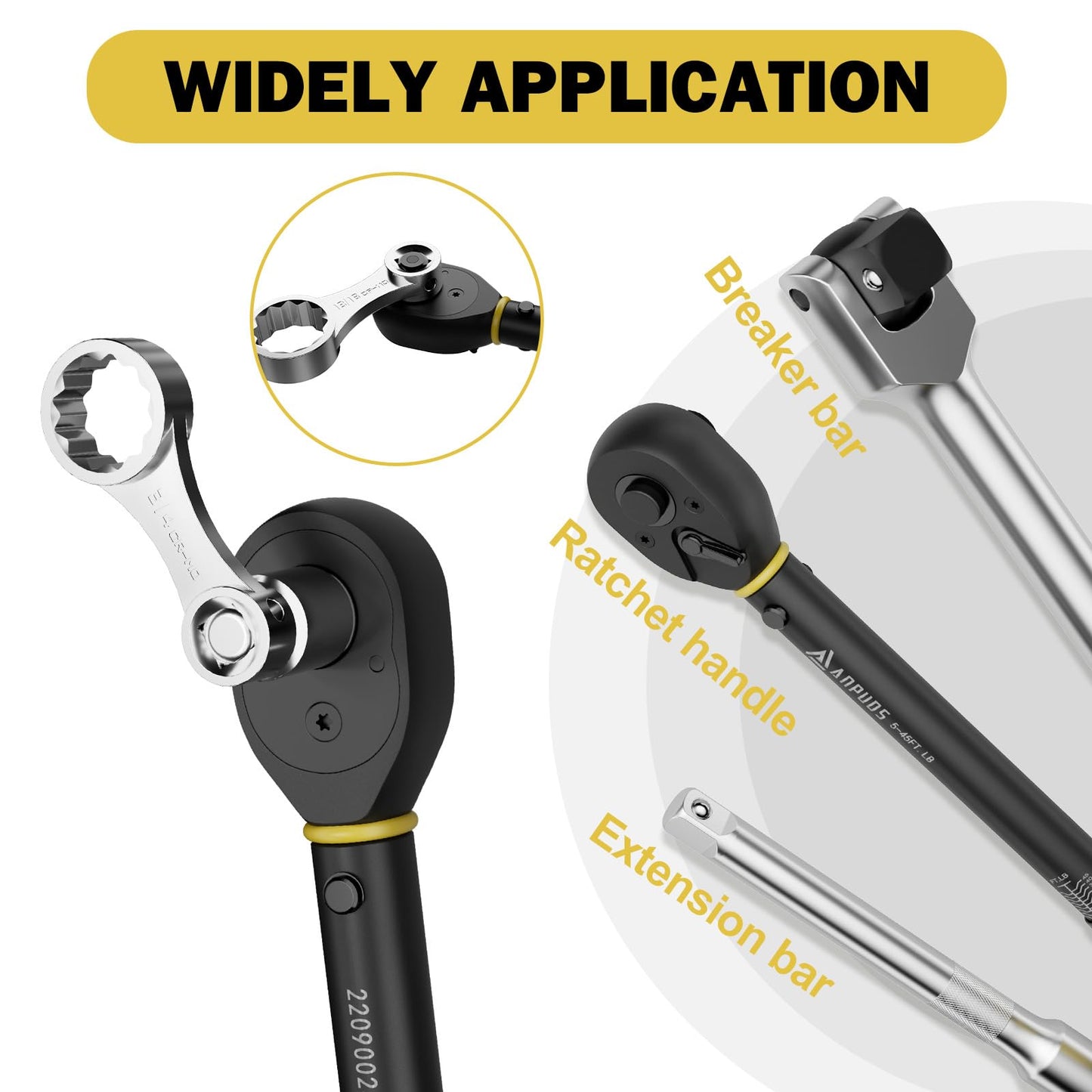 ANPUDS Torque Adapter Set, 12 pcs SAE 12 Point Torque Adapter Extension Set, 3/8" Torque Wrench Adapter with 5/16", 3/8", 7/16", 1/2", 9/16", 5/8", 11/16", 3/4", 13/16", 7/8", 1/2''+1/4'' Adapter
