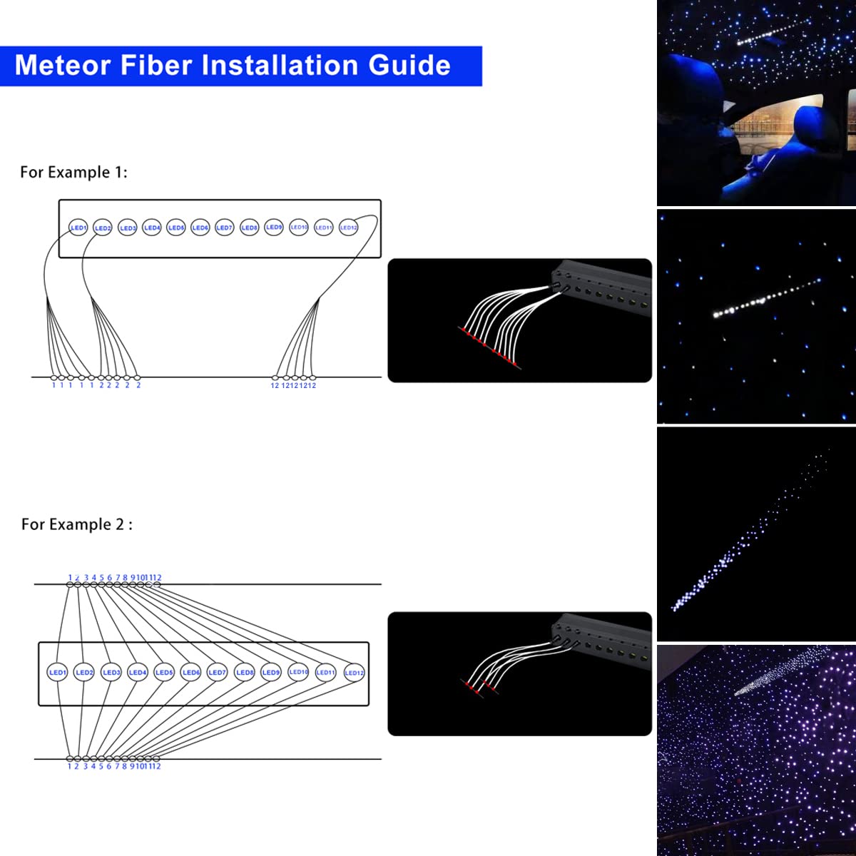 AKEPO Upgraded 16W Dual Head+Twinkle+Shooting Star Fiber Optic Lights Kit, Car Home Use RGBW Star Ceiling Sky Light APP Meteor Music Activated Light Engine+ 920pcs of Mixed Diameter Fibers 9.8ft/3m