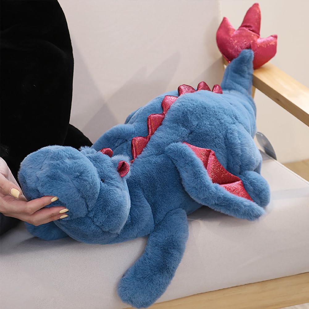 Leahaoe Weighted Dragon Stuffed Animal, Soft and Sturdy Weighted Dragon Plush for Kids and Adults, Medium Blue Dragon Stuffed Animal(35.4" 5Lbs)