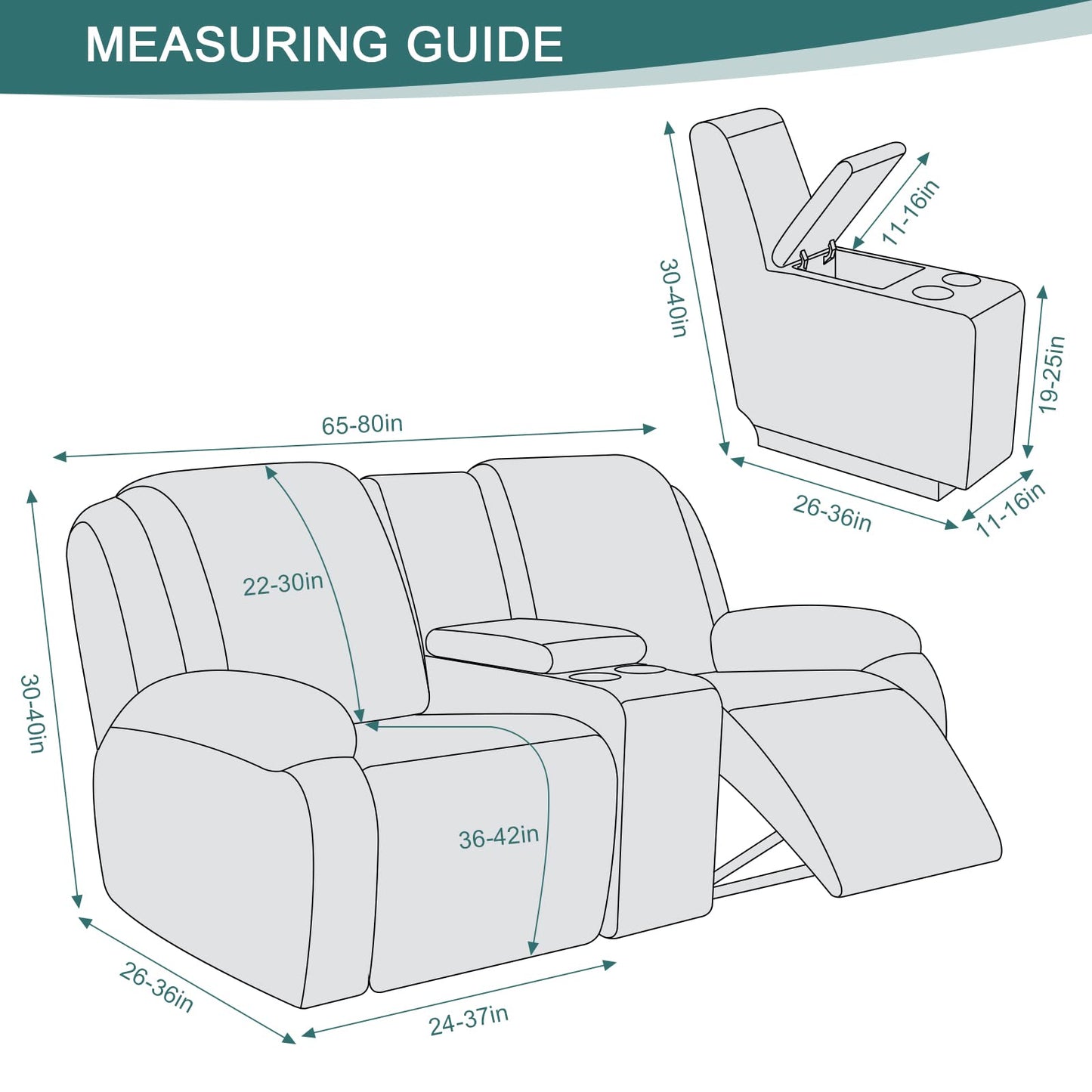 Ruaozz Stretch Loveseat Recliner Covers with Console 4-Pieces Recliner Sofa Covers with Pockets Jacquard Reclining Couch Covers Furniture Protector with Elastic Straps Bottom (2 Seater, Chocolate)