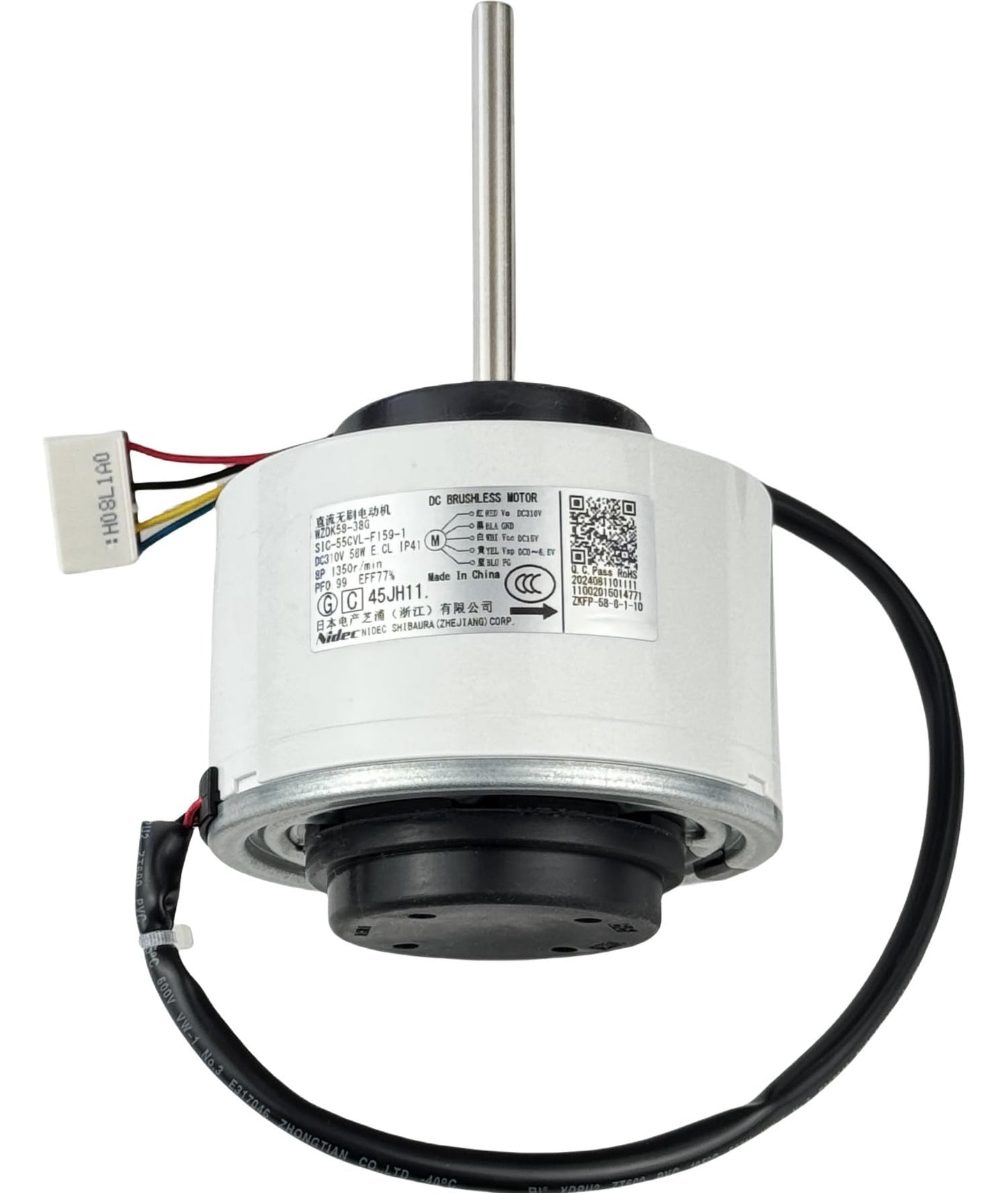 Air Conditioning Motor WZDK58-38G SIC-55CVL-F159-1 DC Brushless Motor, 310V 58W 1350r/min CCW Inverter Air Conditioner Brushless DC Motor for air Conditioner