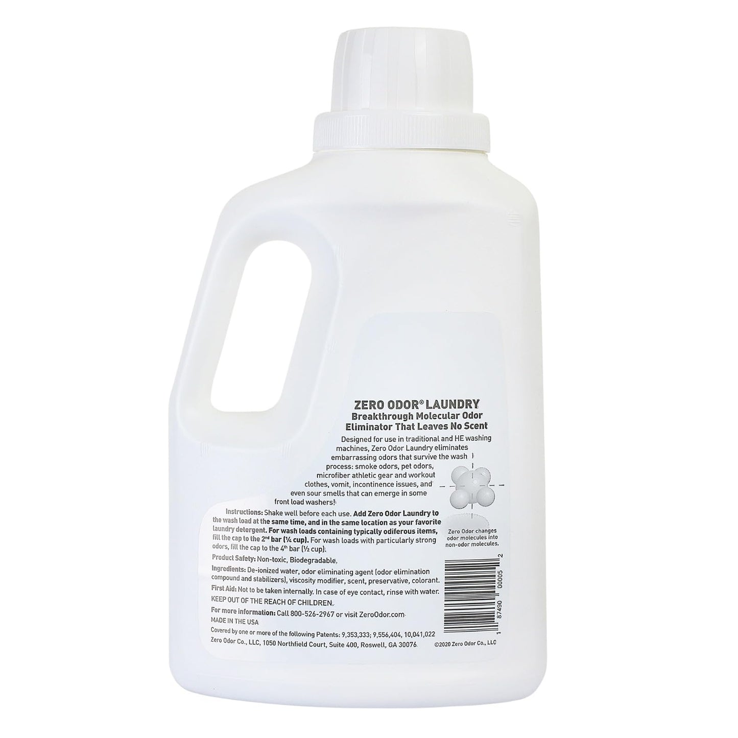 Zero Odor – Laundry Odor Eliminator - Permanently Eliminate laundry Odor – Patented Molecular Technology Best For Clothes, Towels & Linens, Shoes, Bags, Etc. - rinse and refresh Again, 64oz