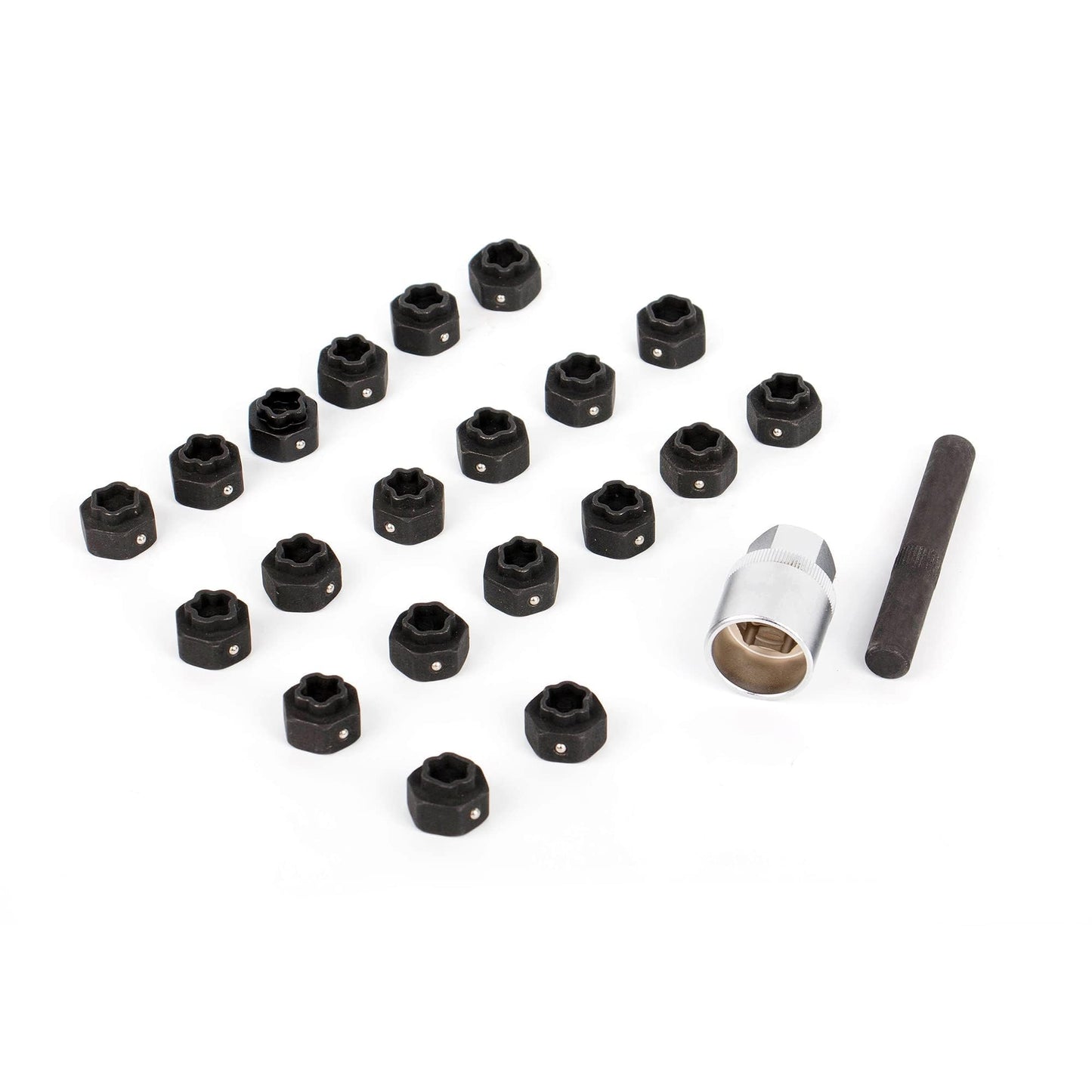 JEUCLEL 22PCS Wheel Locking Nut Key Kit Compatible with VW VAG Volkswagen, Wheel Lock Nut Socket Adapter Set, Anti-Theft Lug Removal Tool, Anti-Theft Screw Remover Repair Tool