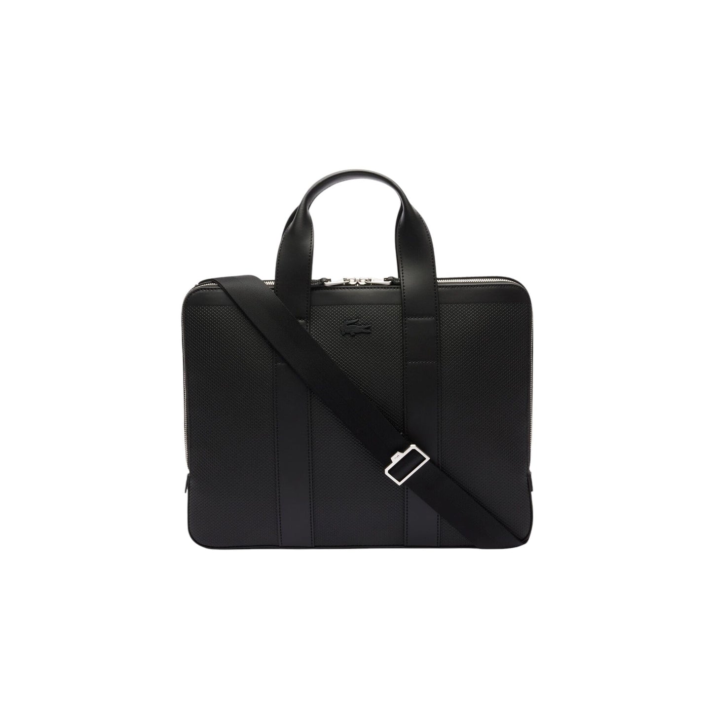 Lacoste Men's Chantaco Pique Leather Computer Bag, Black, One Size