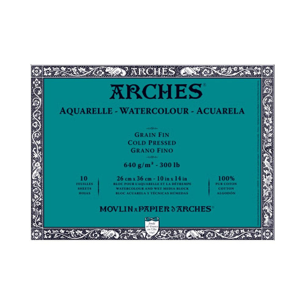 Arches Watercolor Paper Block, Cold Press, 10" x 14", 300 Pound (1795066)