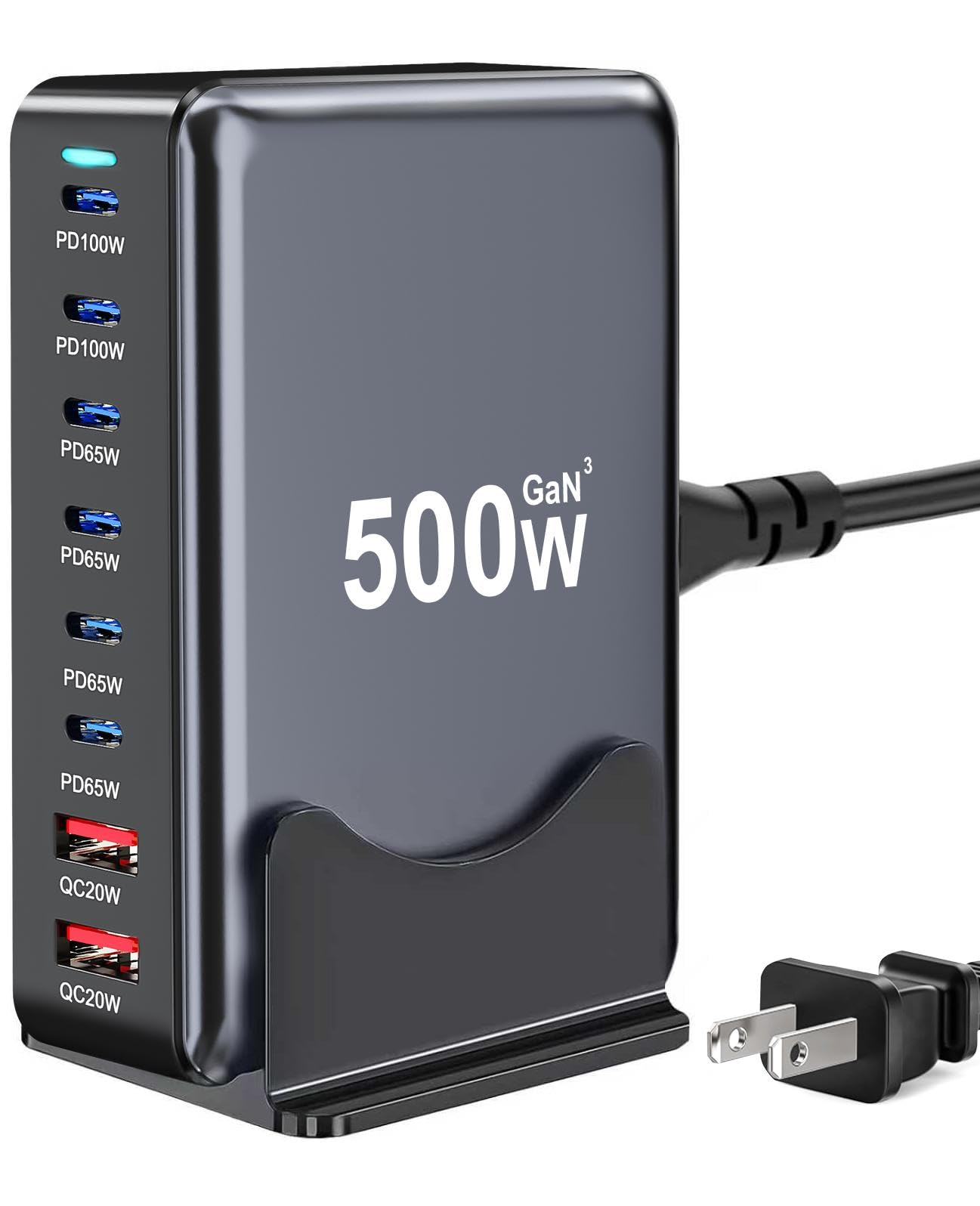 500W USB C Charger Block, Multi-port Fast USB Charging Station Dual PD 100W GaN Ⅲ Charging Station For Multiple Devices, Laptop Charger Adapter Compatible with MacBook, DELL, iPad, iPhone, Samsung etc