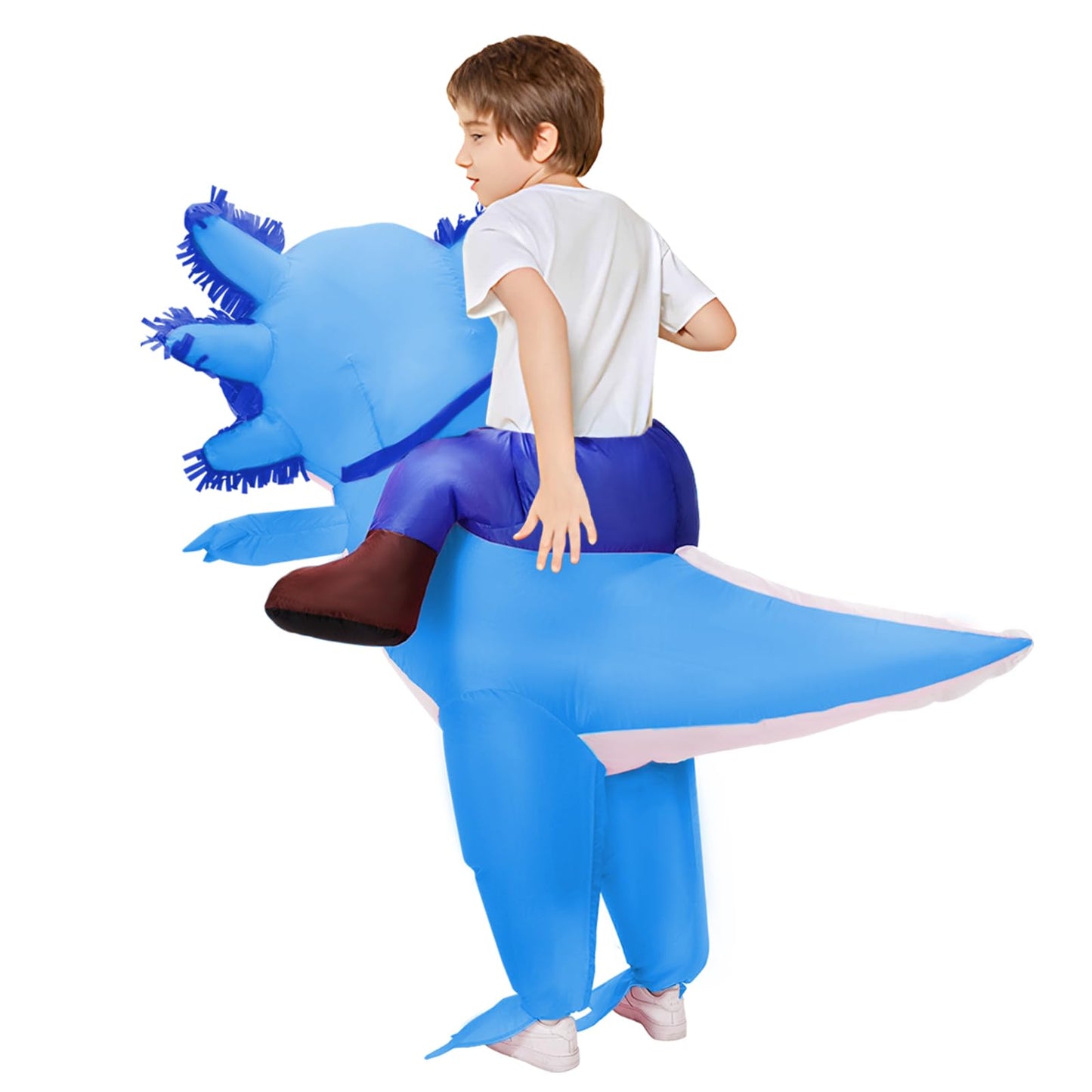 Stegosaurus Inflatable Axolotl Costume for Kids Halloween Costumes Kid Blow Up Costume Ride on Axolotl Costumes for Boys Girls Cosplay Party