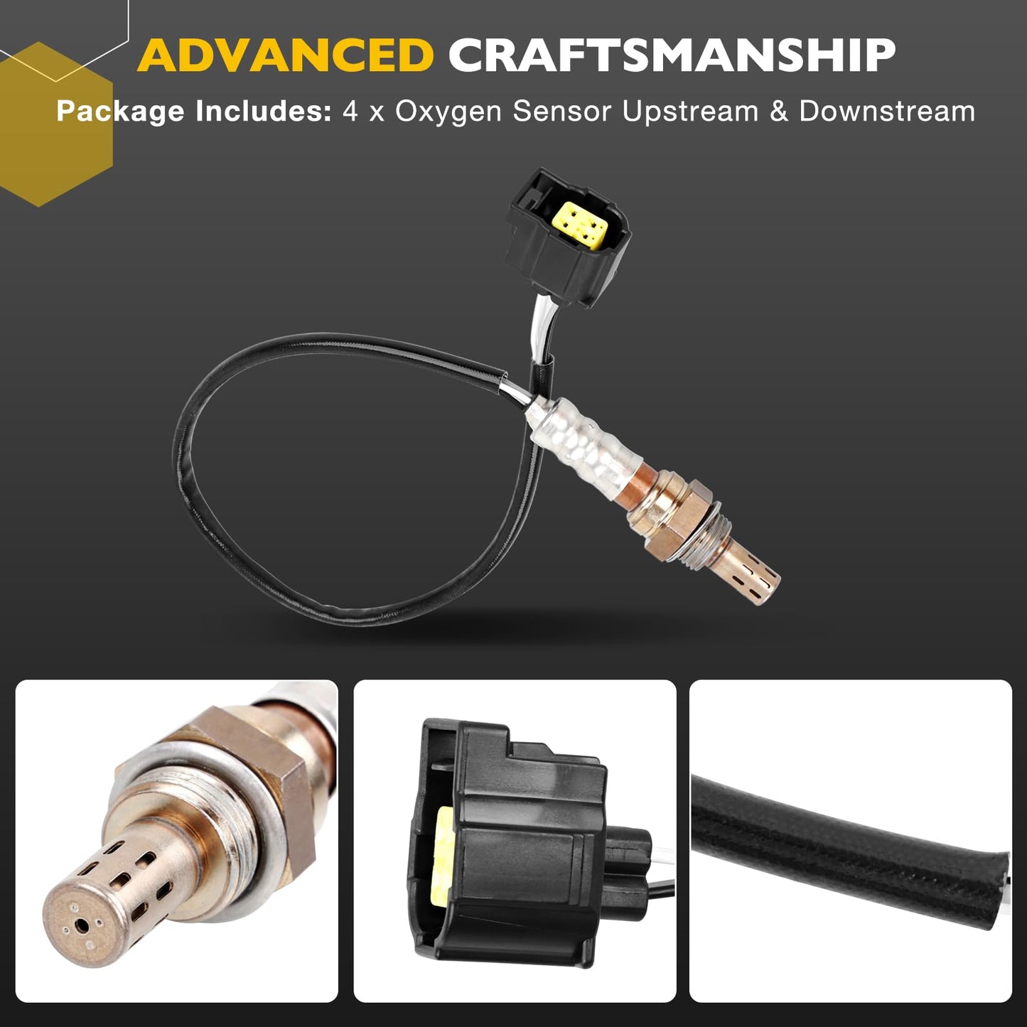 234-4587 250-24253 Oxygen O2 Sensor Upstream/Downstream 4PCS | Compatible for Chrysler 300 Town & Country Dodge Dakota Durango Ram 1500 2500 3500 Jeep Wrangler Grand Cherokee & More