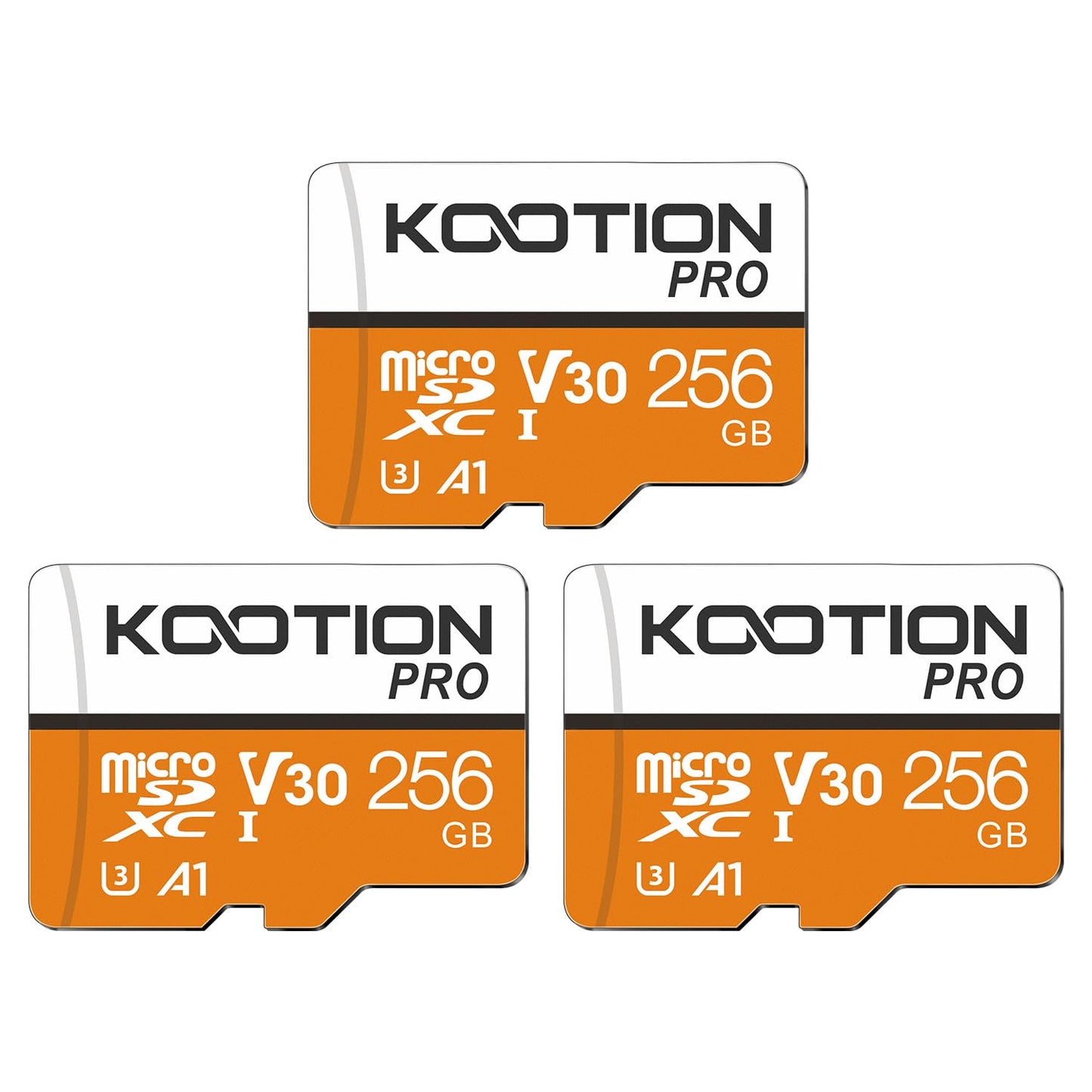 KOOTION 256GB Micro SD Card 3Pack,TF Card Micro SDXC Memory Card V30 A1 App Performance High Speed microSD Card, U3, V30, A1