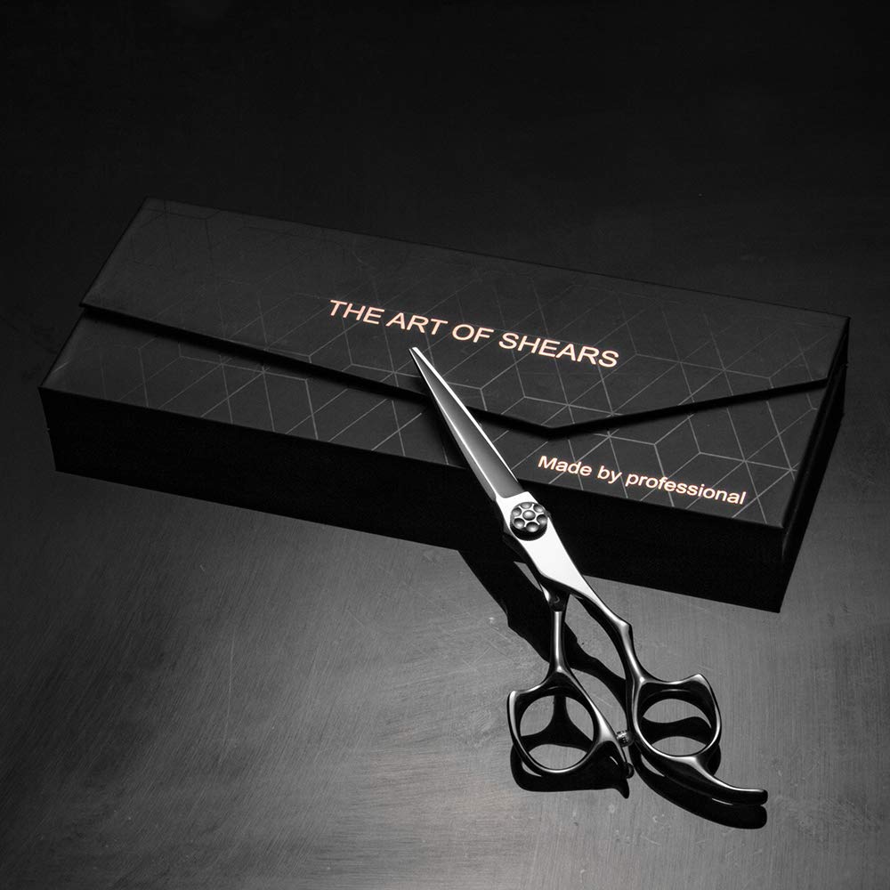 AOLANDUO 6 Inch Left-handed Hair Scissors-High End AICHI Steel Handmade Hair Cutting Shears-Razor Edge/Offset Design/Pro Ergonomic for Salon Stylists Beauticians and Barbers