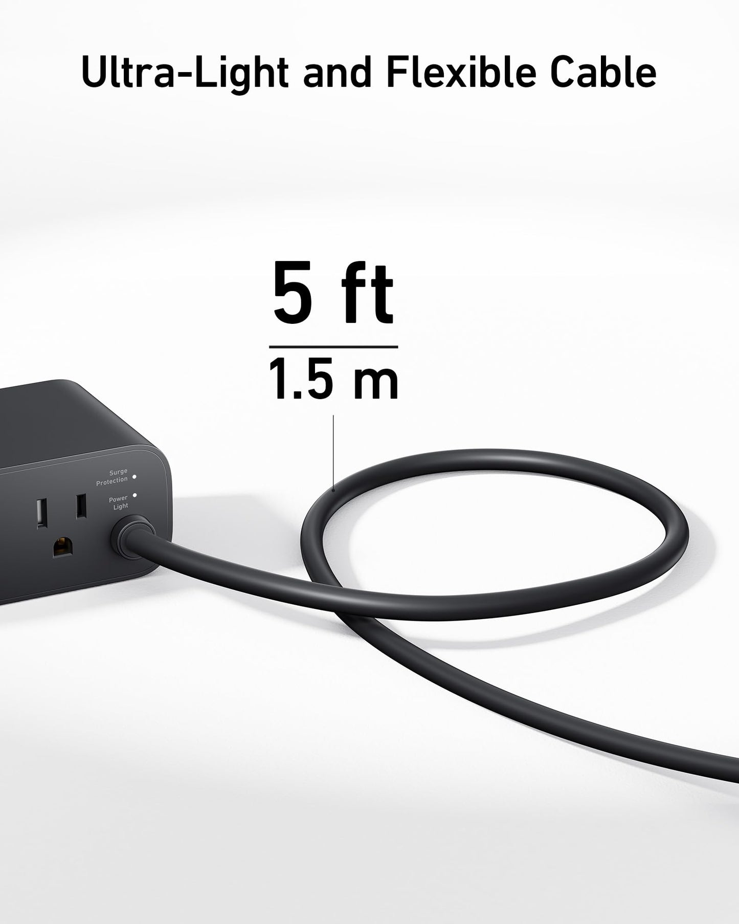 Anker Nano Charging Station(100W Max), 7-in-1 USB C Power Strip for iPhone 16/15/14 and MacBook Air/Pro, 5ft Thin Cord,3AC, 2USB A,2USB C,Power Delivery Desktop Accessory for Home&Office(Black)