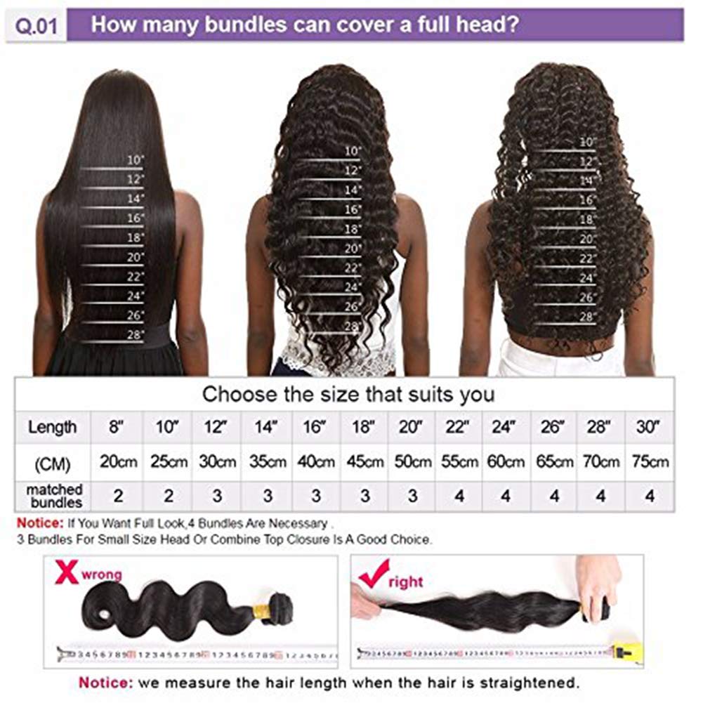 Aatifa Brazilian Virgin Deep Wave 3 Bundles with Closure 9A Grade Unprocessed Human Hair with 4x4 Lace Closure Free Part Natural Color, lace closure, (18/20/22+16 Inch)